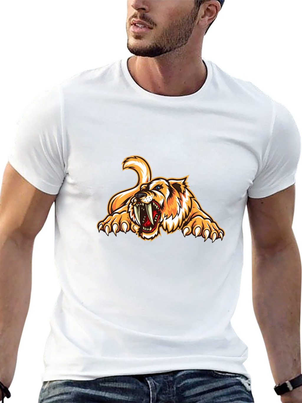 Roaring Saber-Tooth Tiger Graphic Tee