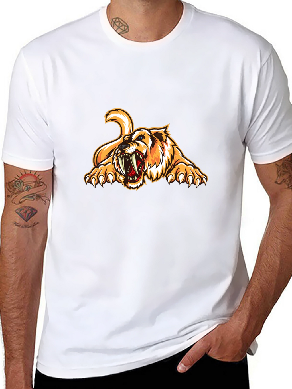 Roaring Saber-Tooth Tiger Graphic Tee