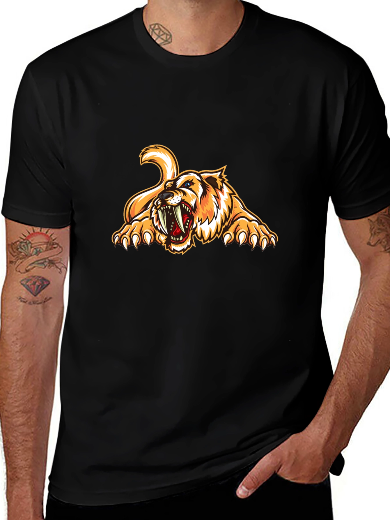 Roaring Saber-Tooth Tiger Graphic Tee
