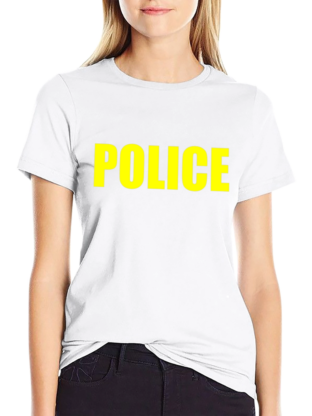 Black Police T-Shirt - Bold Yellow Text
