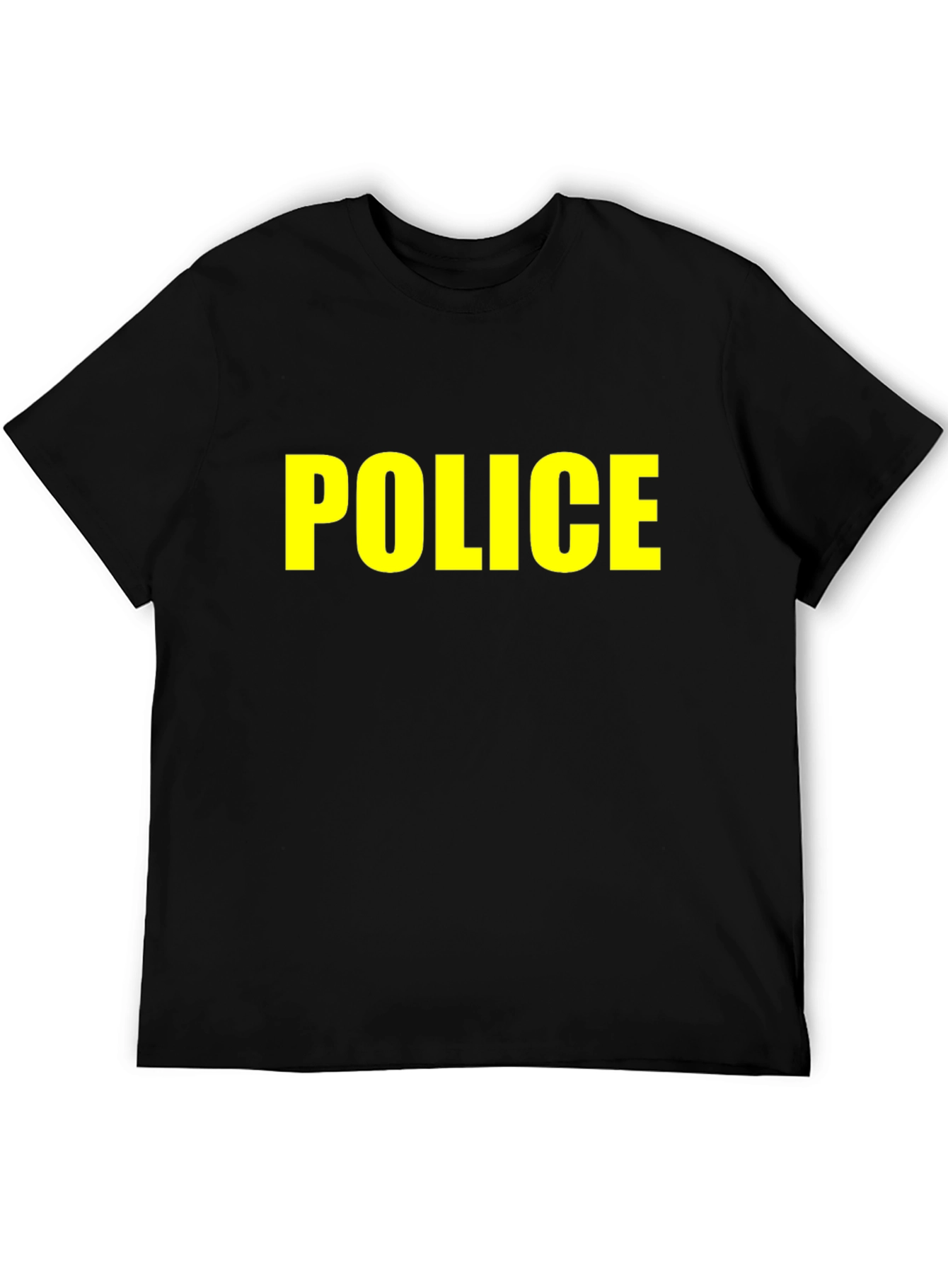 Black Police T-Shirt - Bold Yellow Text