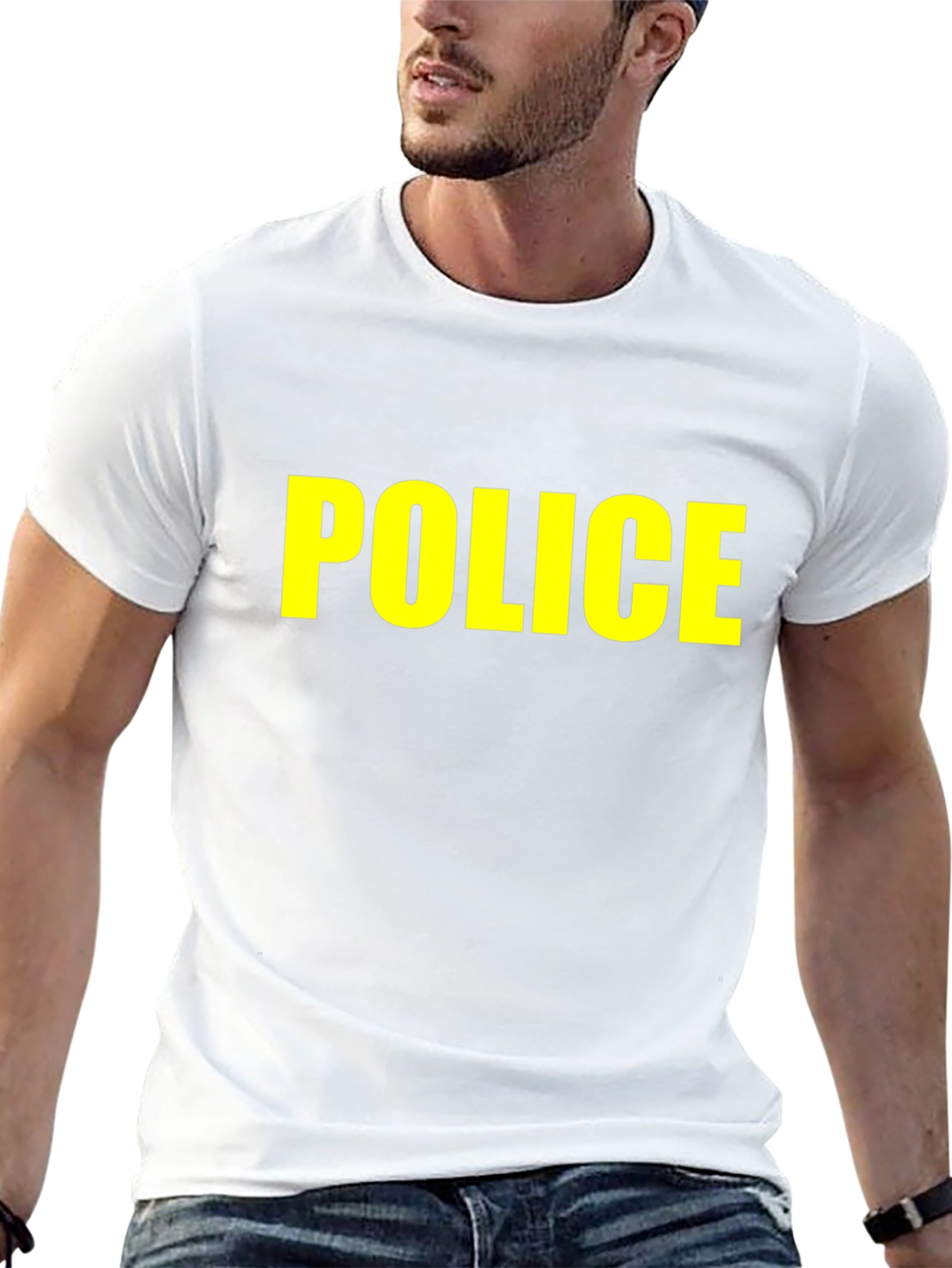 Black Police T-Shirt - Bold Yellow Text