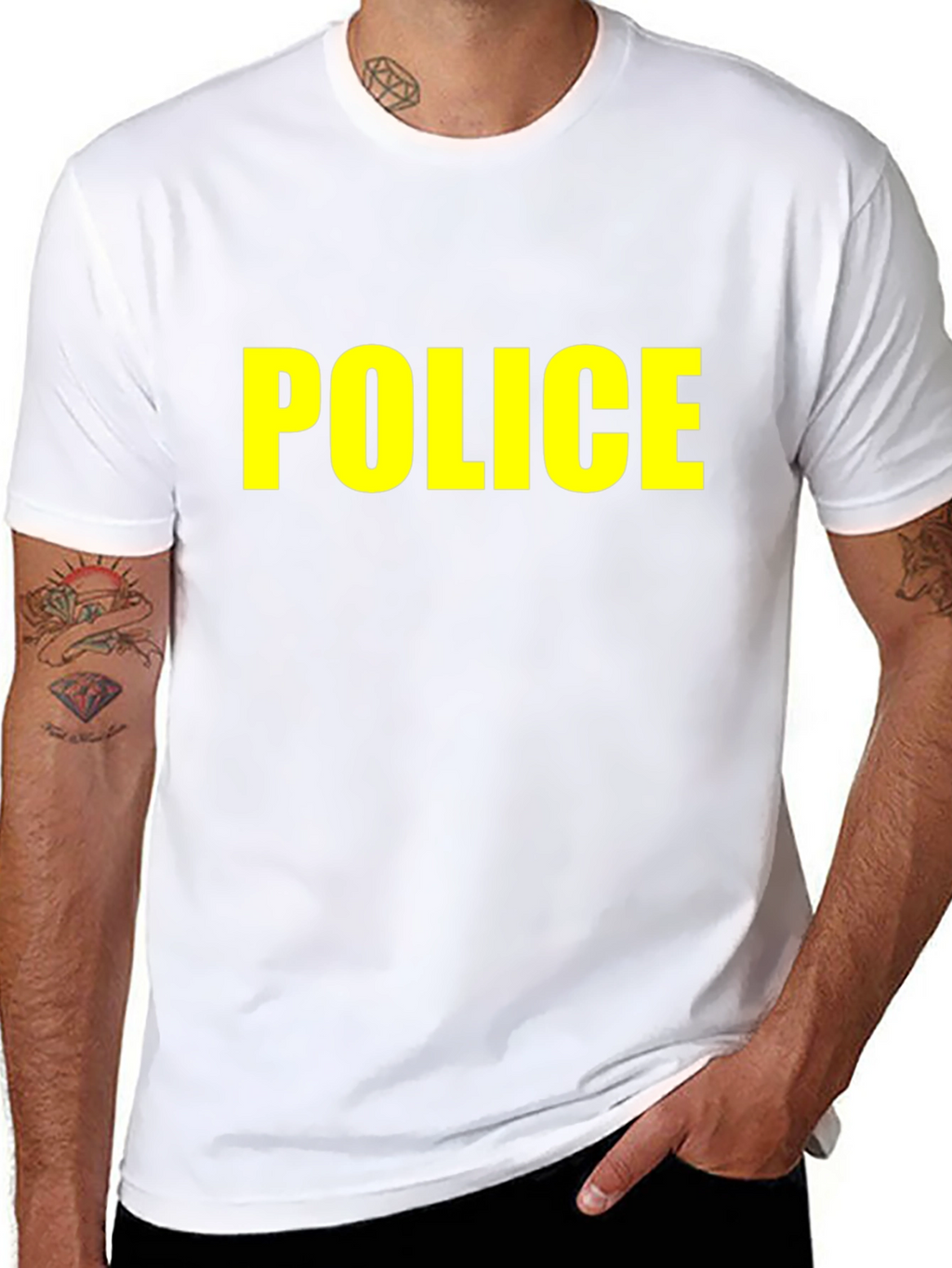 Black Police T-Shirt - Bold Yellow Text