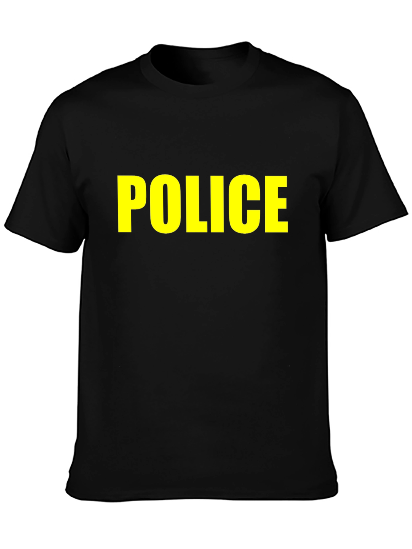 Black Police T-Shirt - Bold Yellow Text