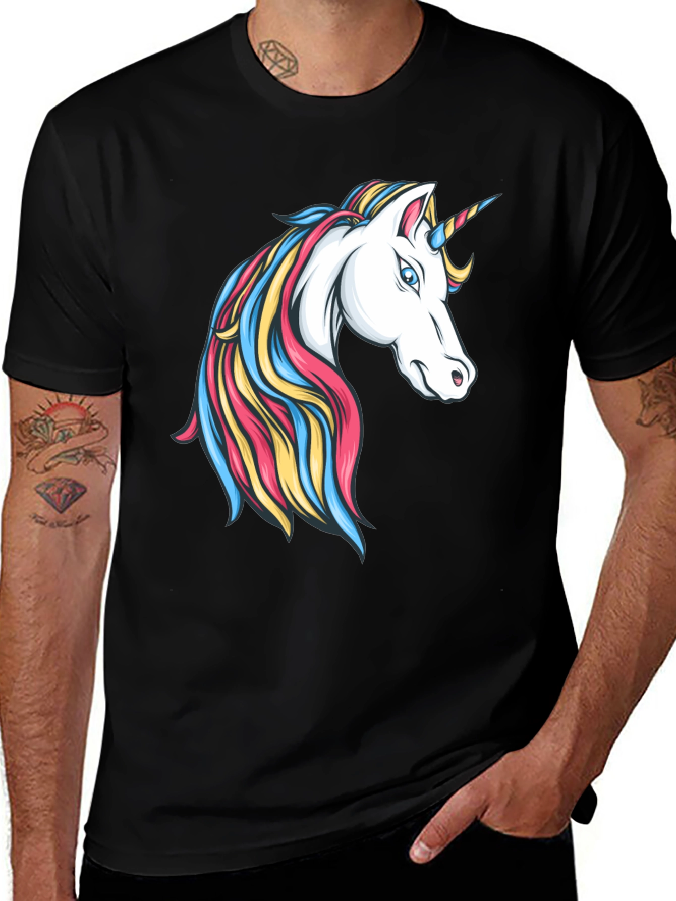 Unicorn Graphic Tee - Stylish Black T-Shirt for Men