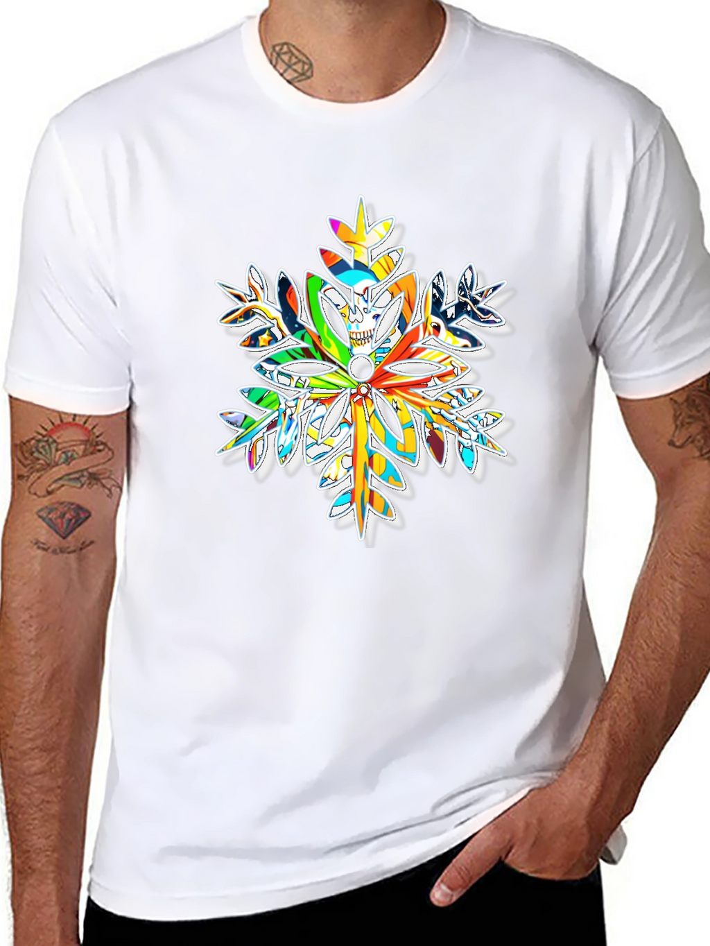 Skull Snowflake Graphic Tee - Bold Winter Style