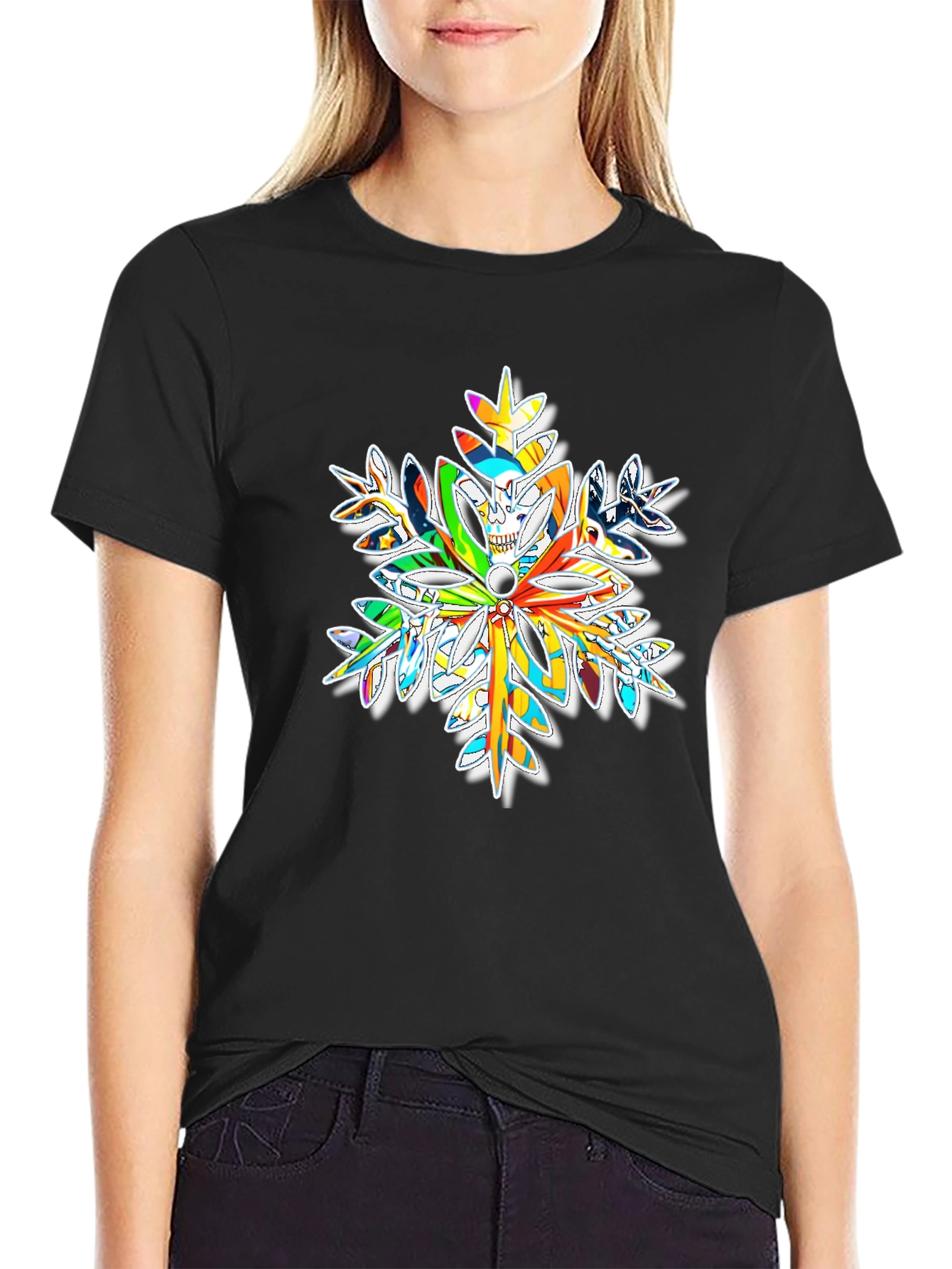 Skull Snowflake Graphic Tee - Bold Winter Style