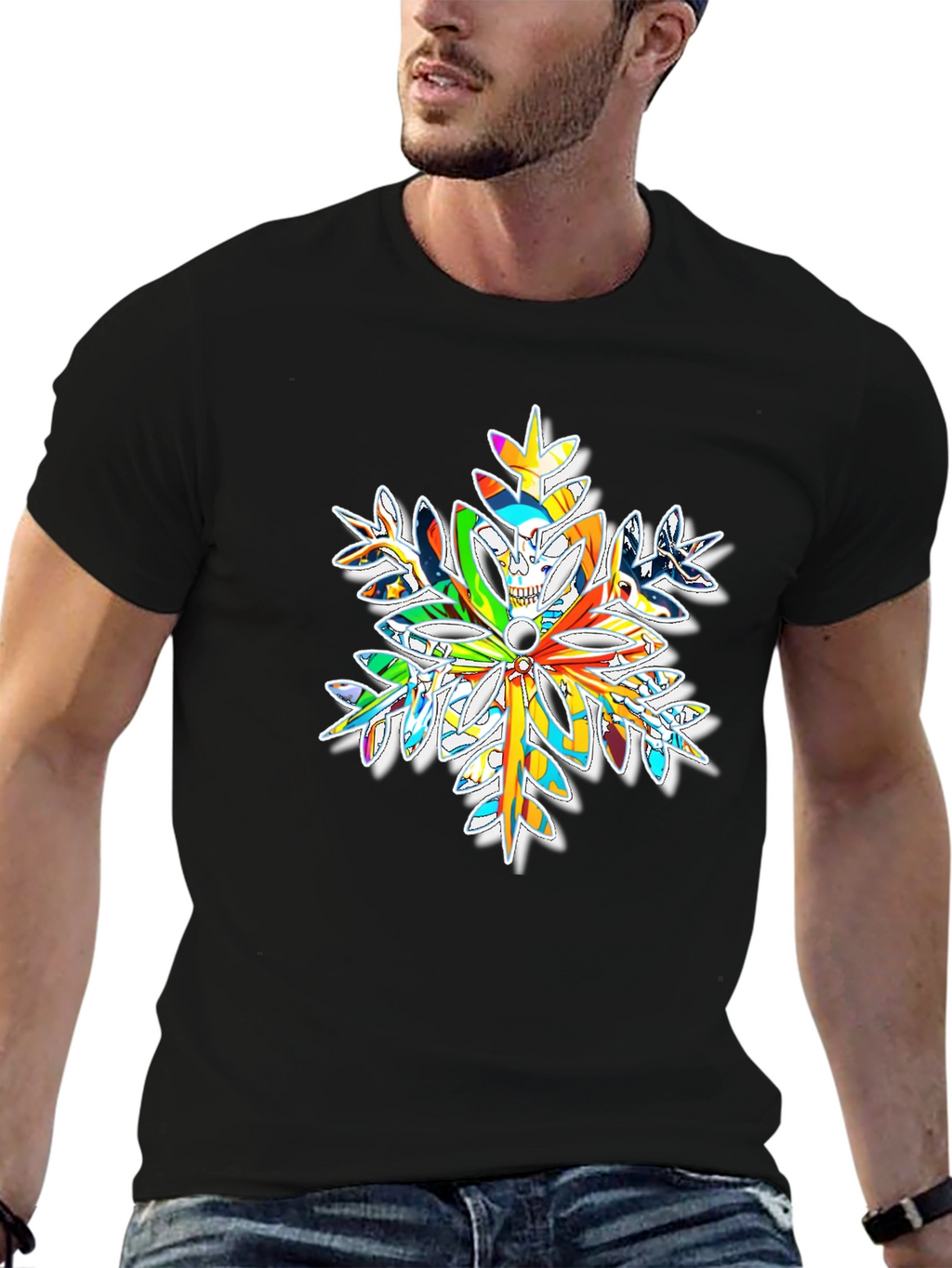 Skull Snowflake Graphic Tee - Bold Winter Style