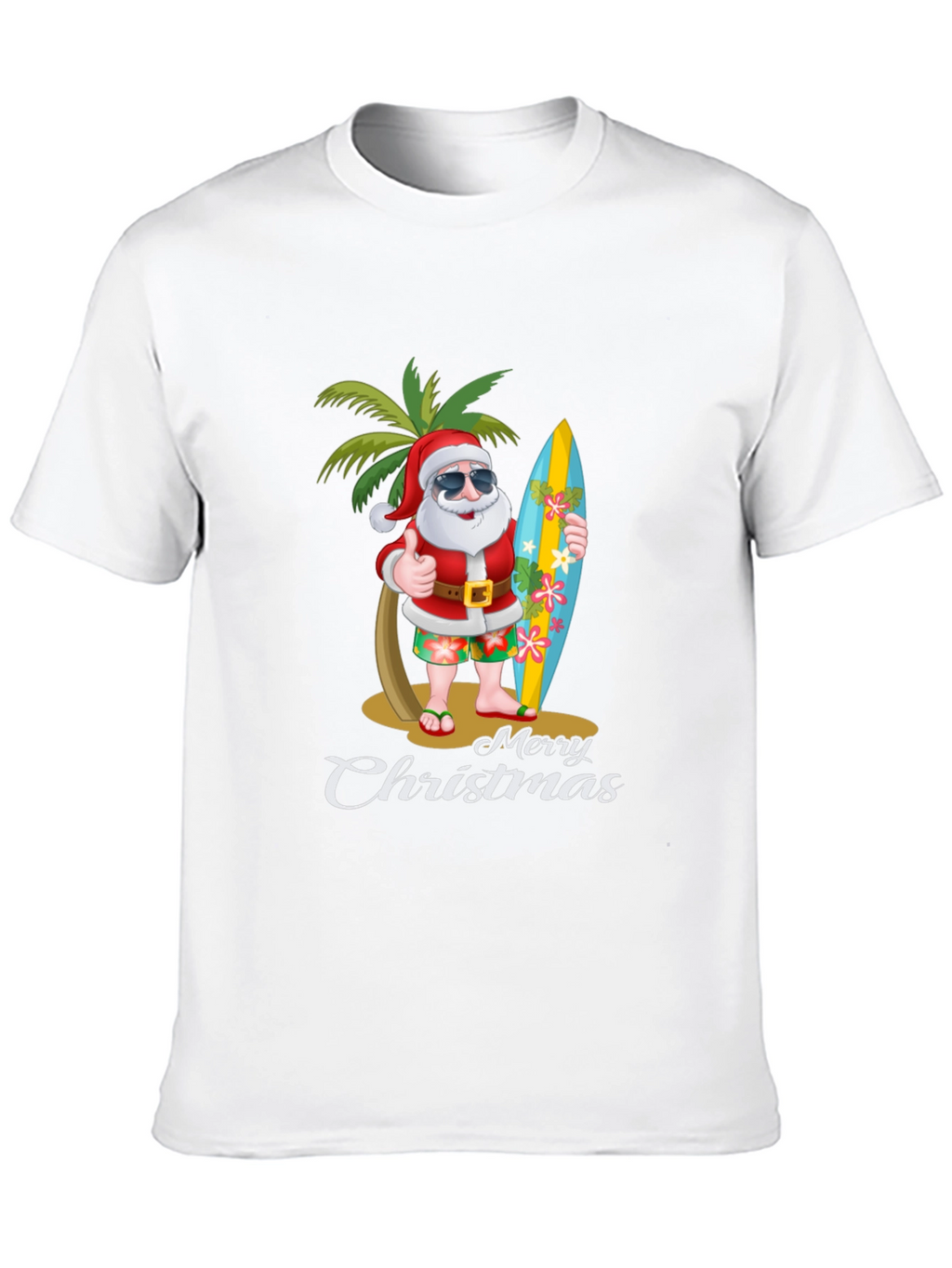 Tropical Santa Merry Christmas T-Shirt