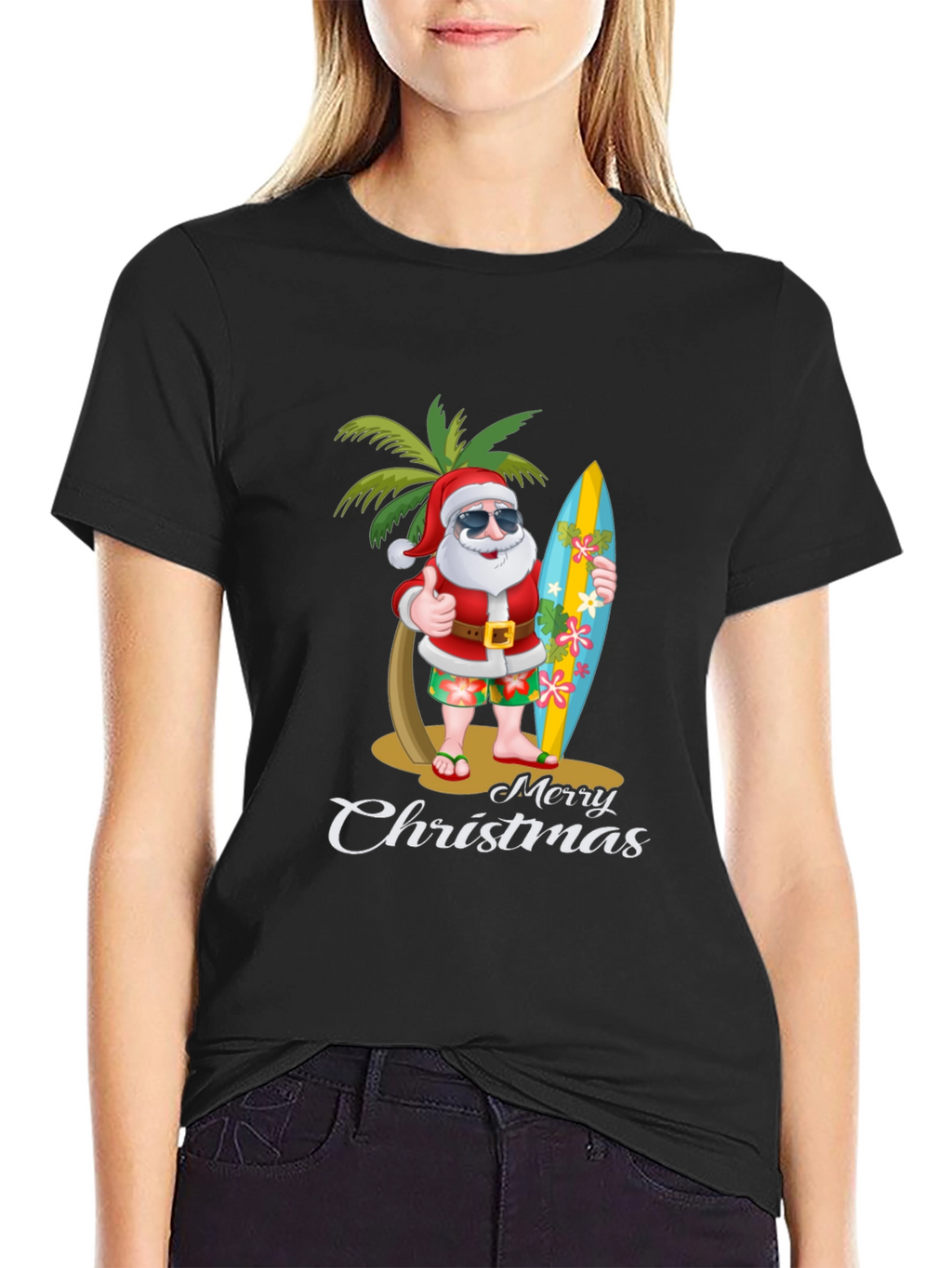 Tropical Santa Merry Christmas T-Shirt