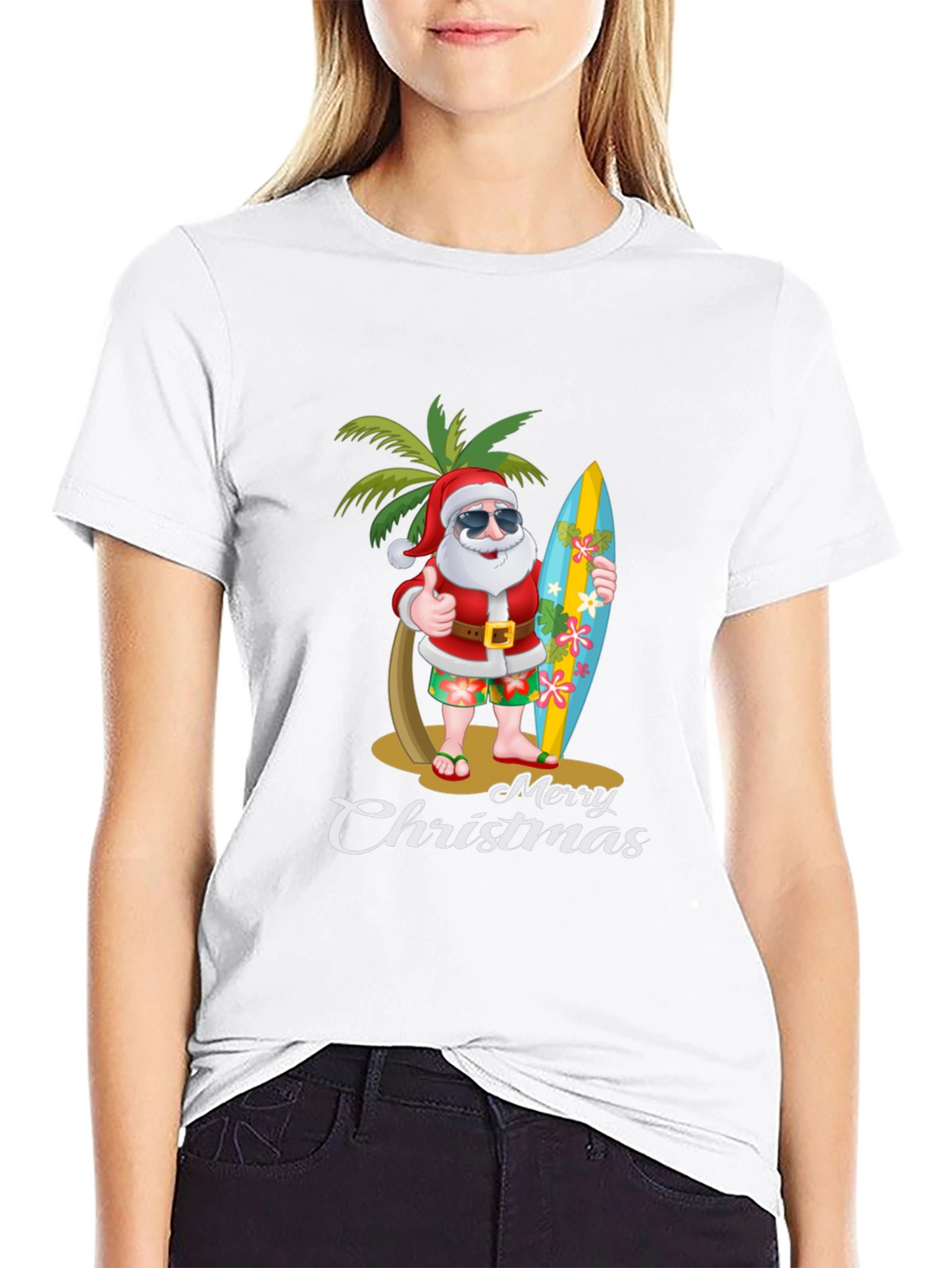 Tropical Santa Merry Christmas T-Shirt