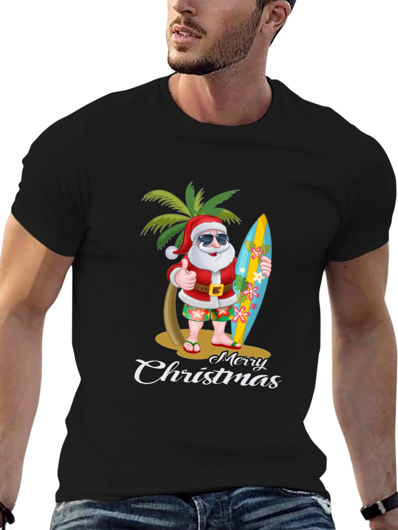 Tropical Santa Merry Christmas T-Shirt