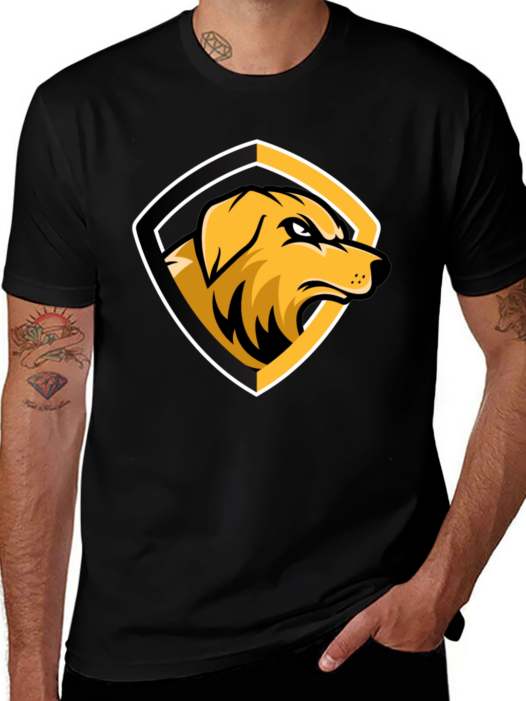 Dog Logo Graphic Black T-Shirt