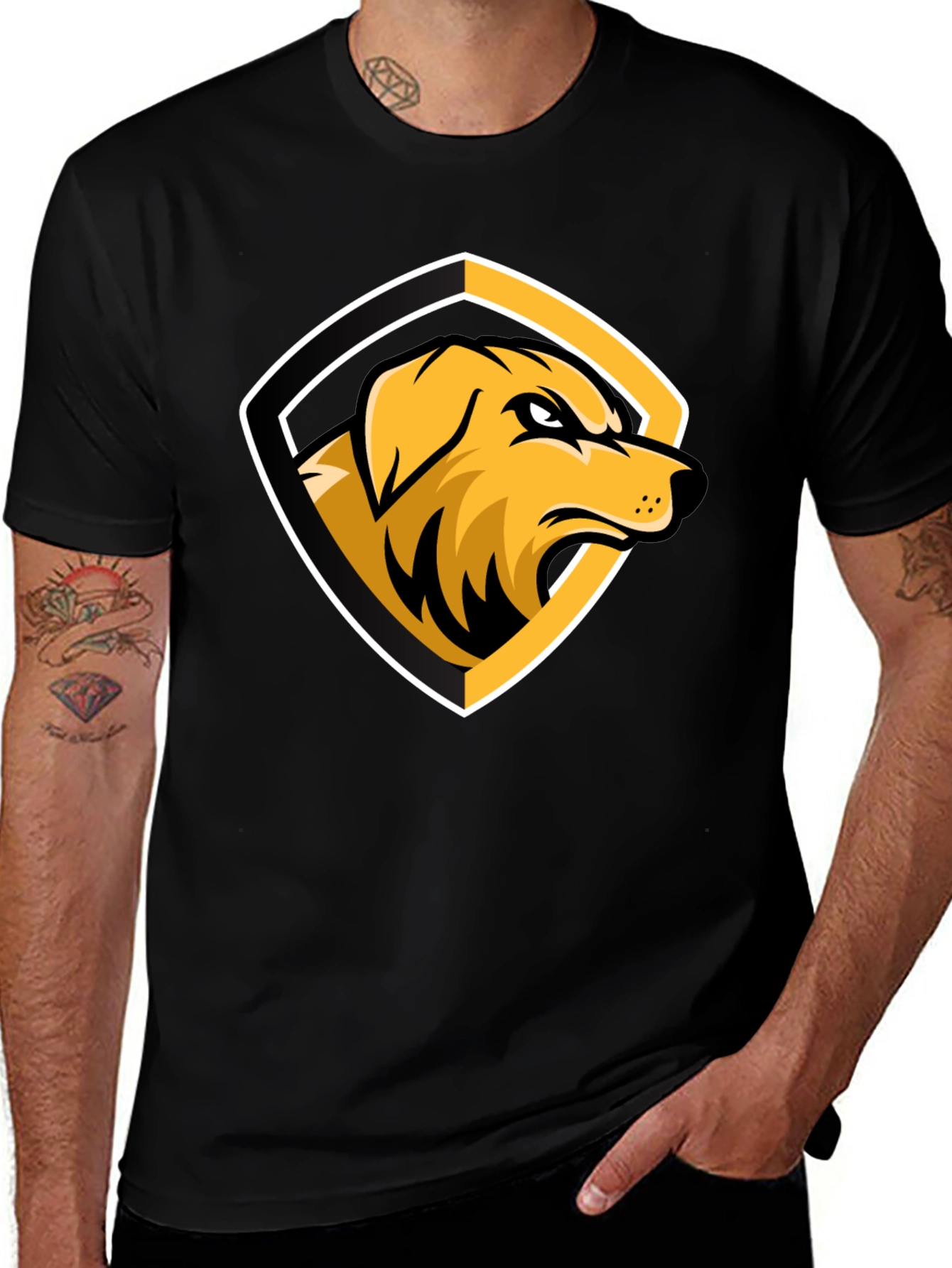 Dog Logo Graphic Black T-Shirt