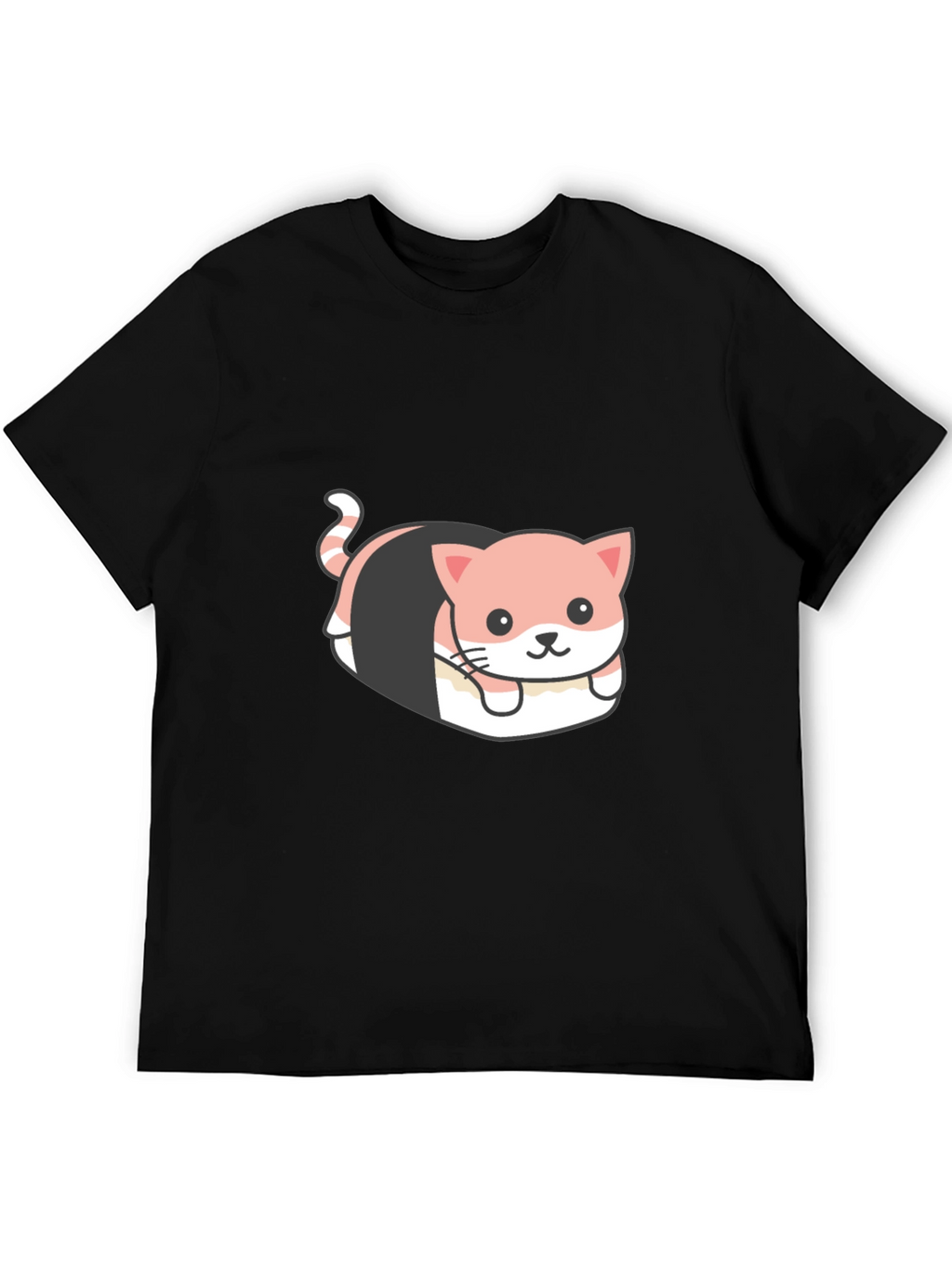 Sushi Cat Graphic Tee - Quirky Black T-Shirt