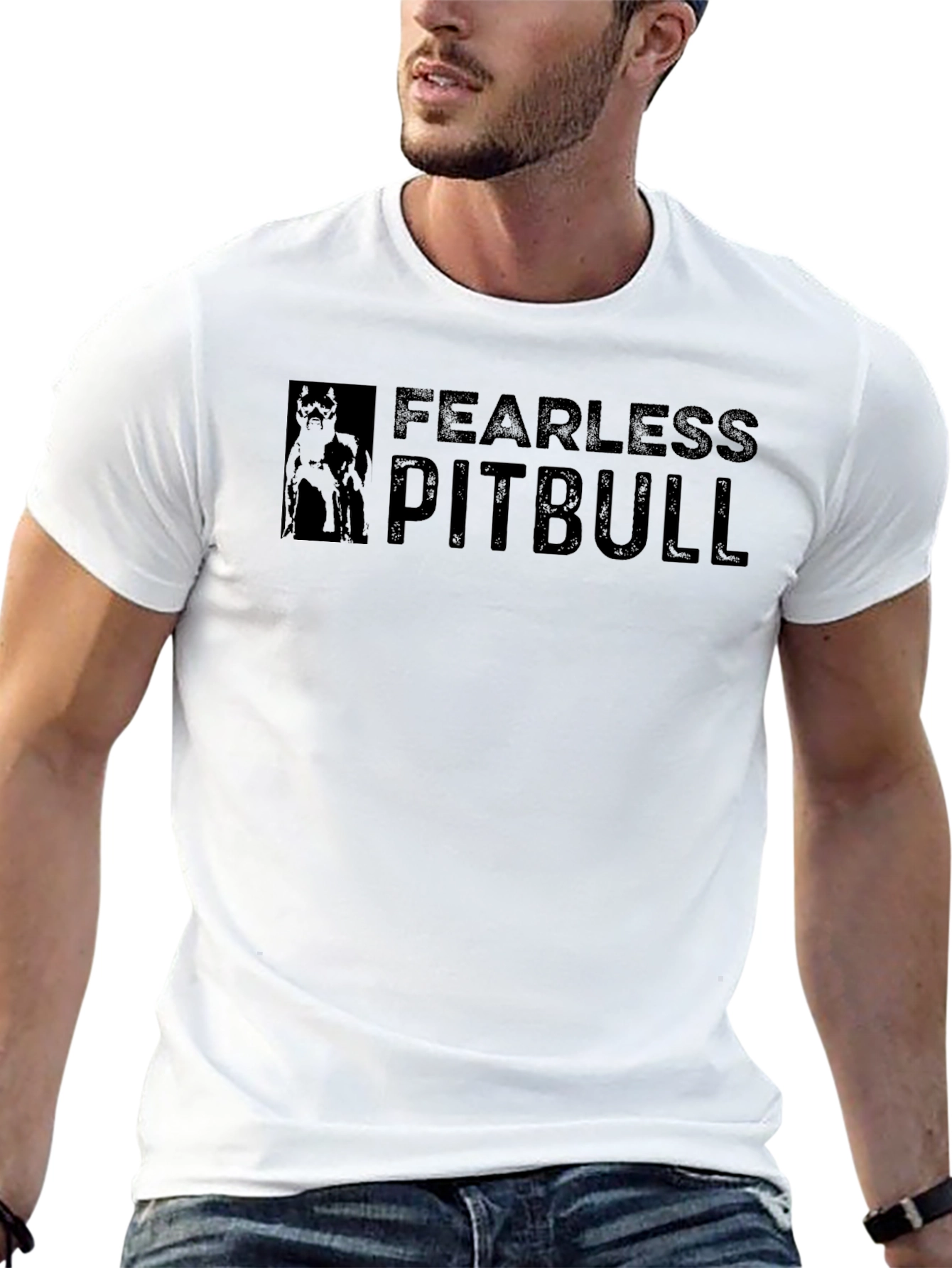Fearless Pitbull Graphic Black T-Shirt