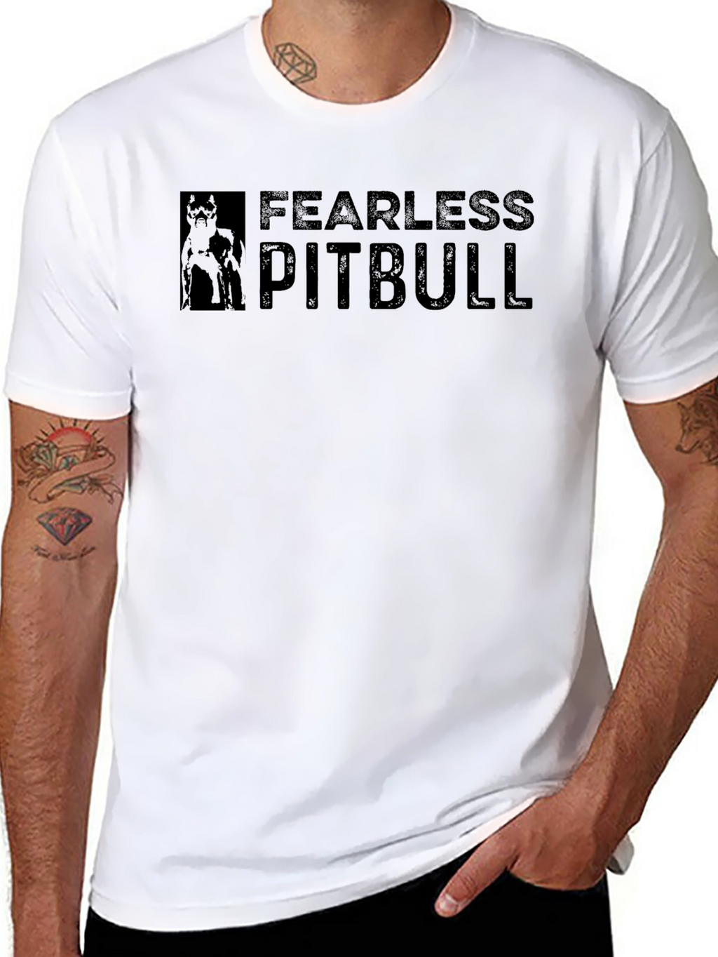 Fearless Pitbull Graphic Black T-Shirt