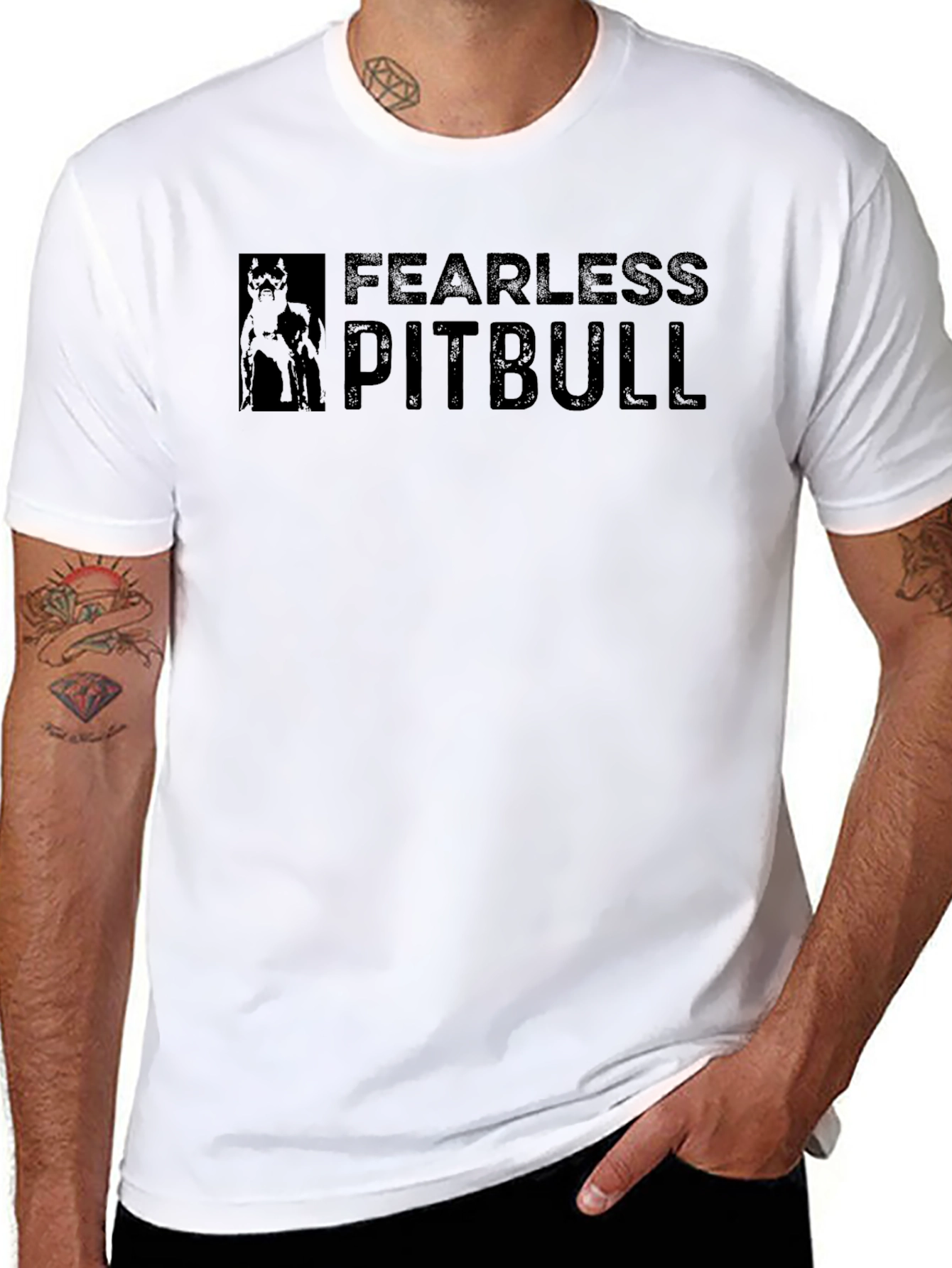 Fearless Pitbull Graphic Black T-Shirt