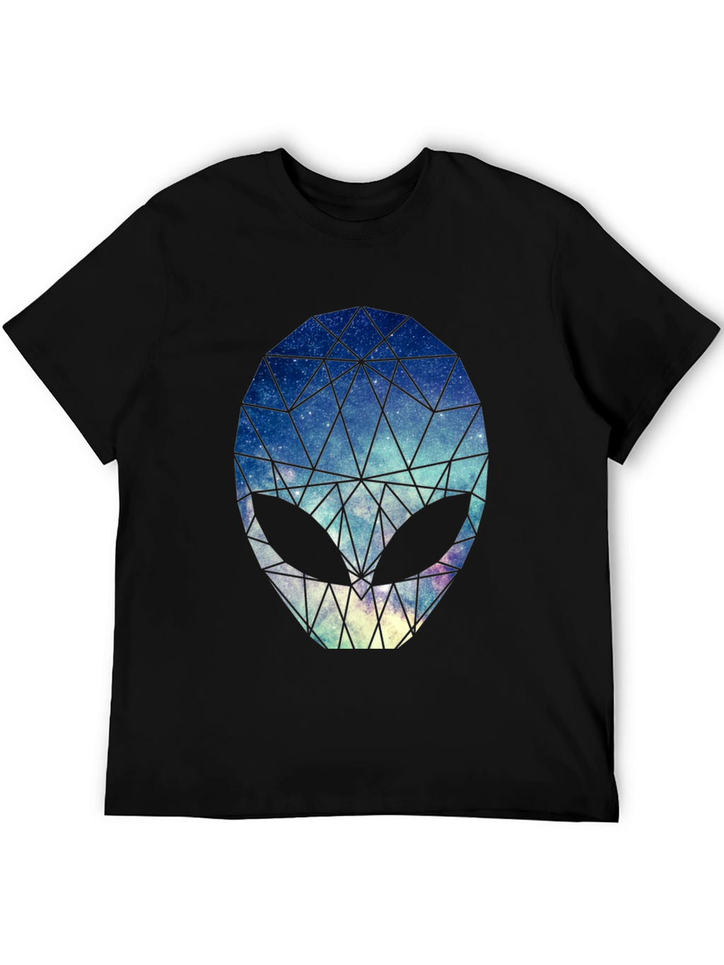 Geometric Alien Head Graphic Black T-Shirt