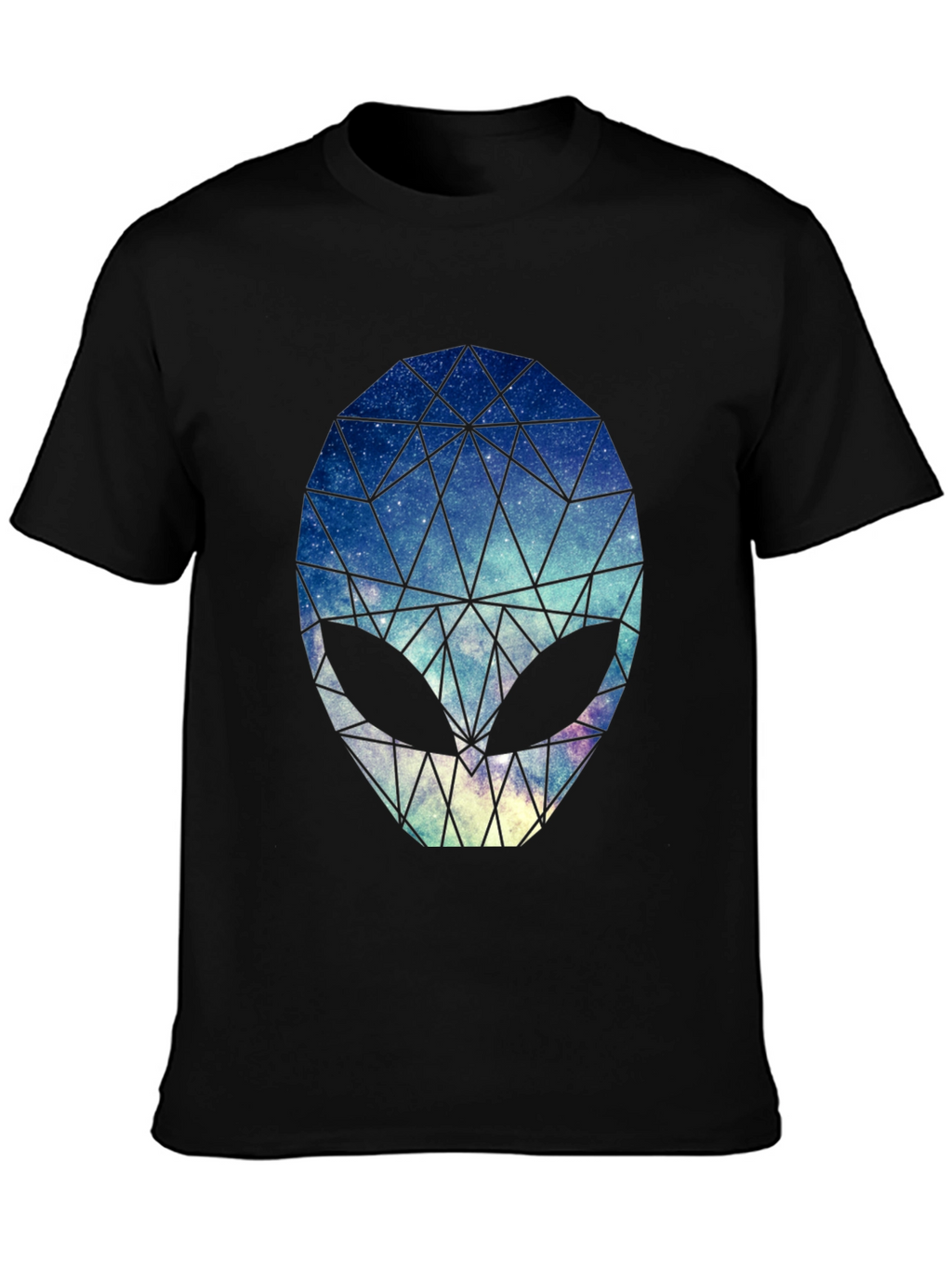 Geometric Alien Head Graphic Black T-Shirt