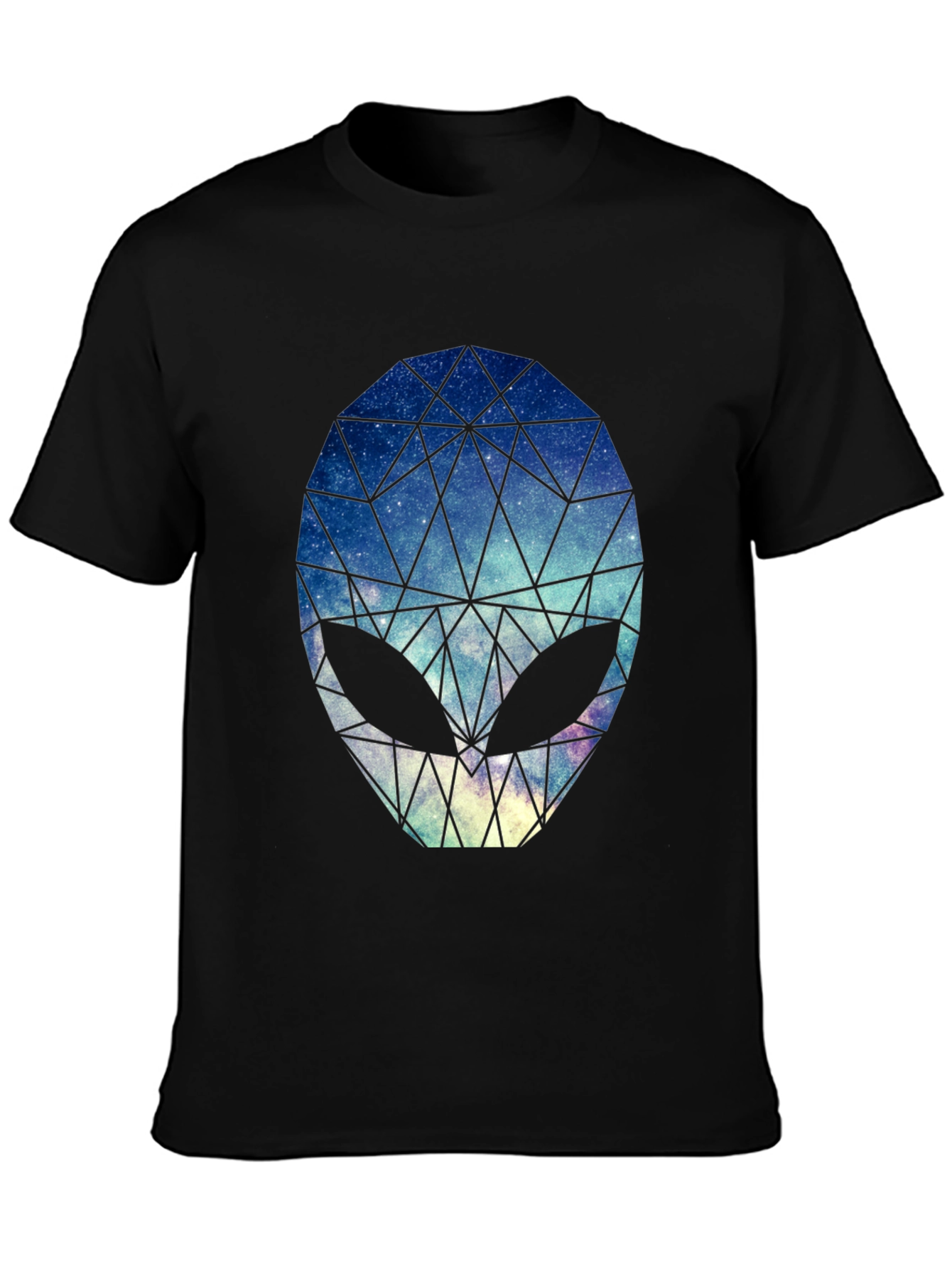 Geometric Alien Head Graphic Black T-Shirt