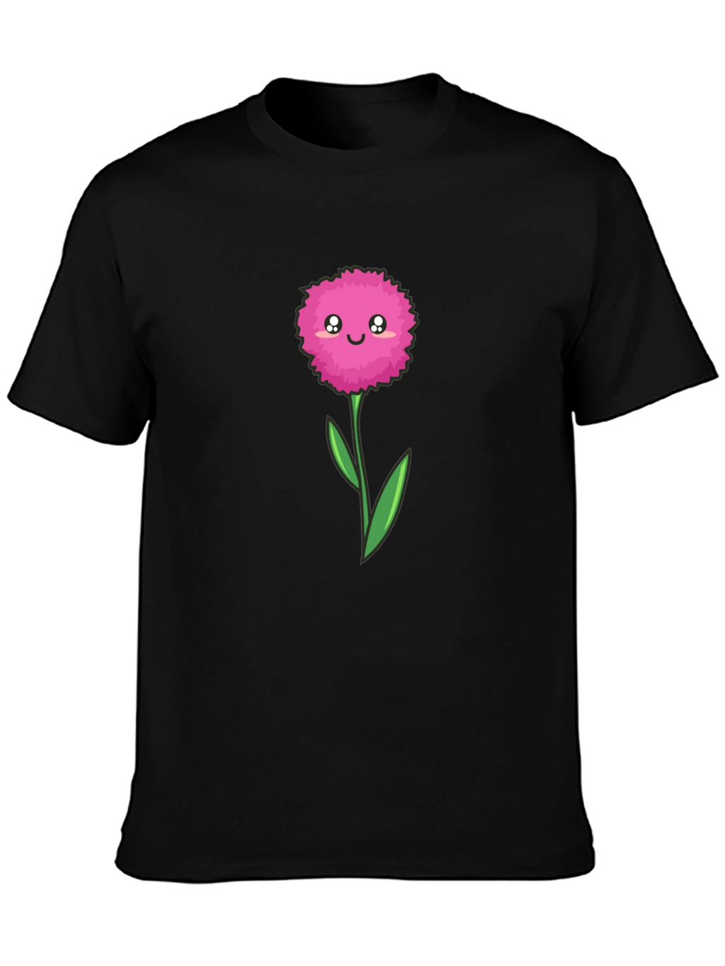 Cute Cartoon Flower Graphic Tee - Black T-Shirt