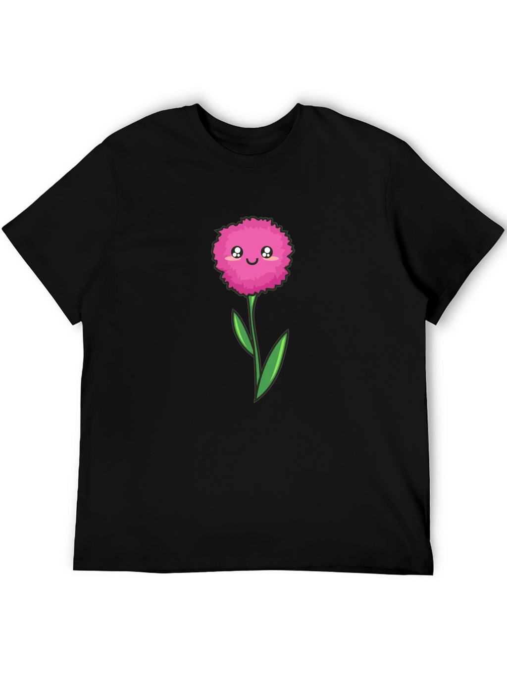 Cute Cartoon Flower Graphic Tee - Black T-Shirt