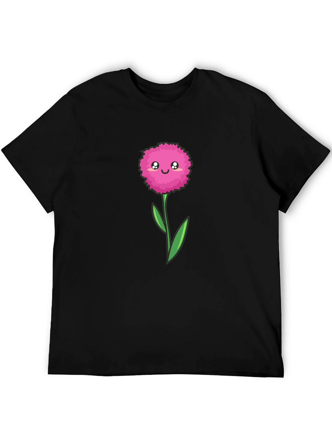 Cute Cartoon Flower Graphic Tee - Black T-Shirt