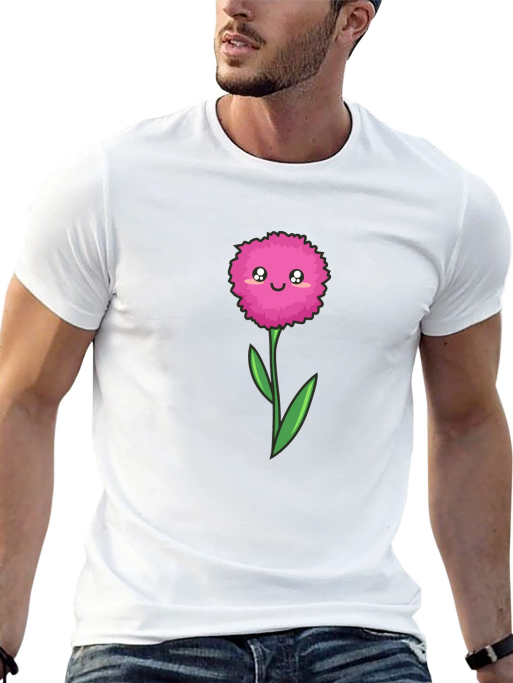 Cute Cartoon Flower Graphic Tee - Black T-Shirt