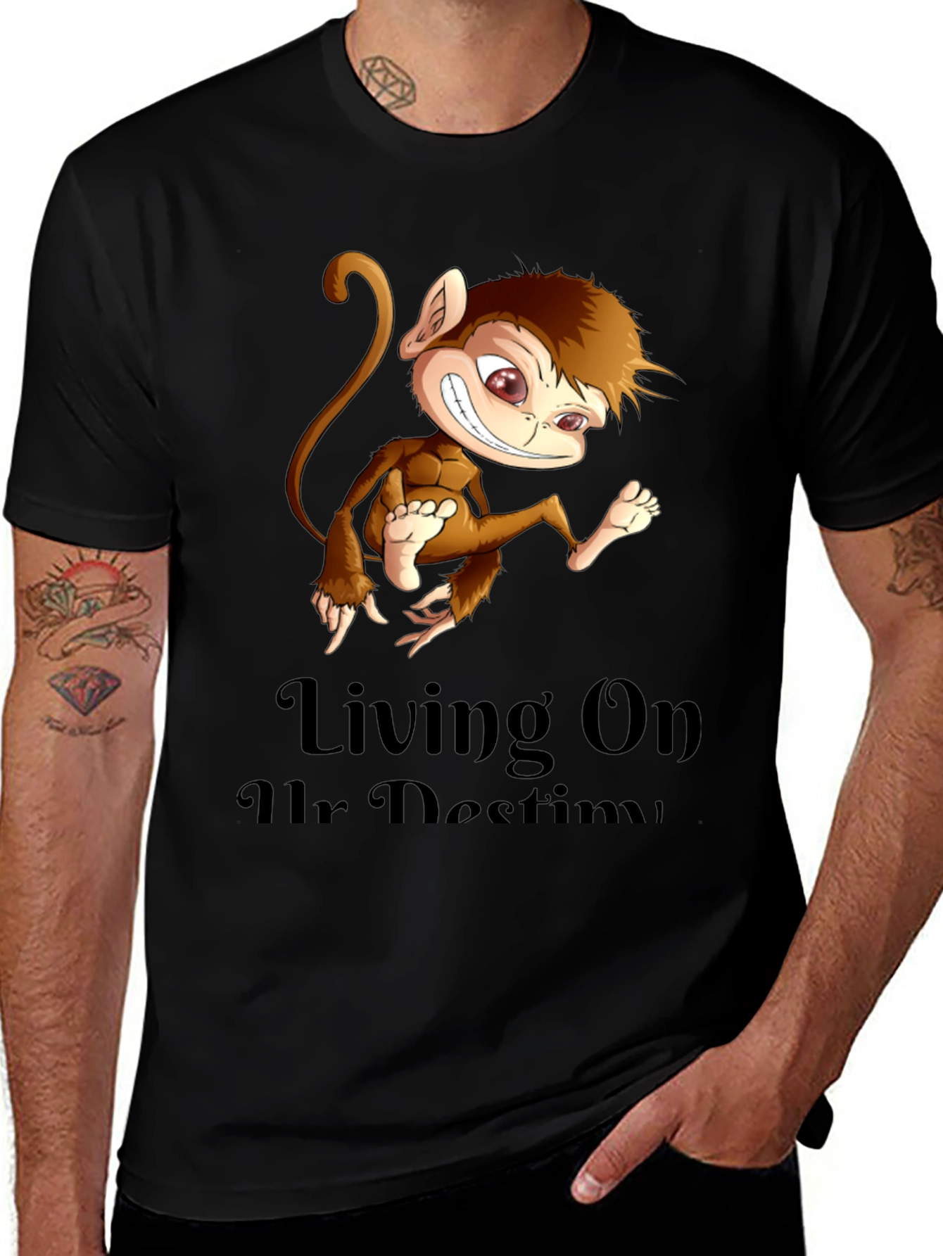 Monkey Graphic Tee - Living On Ur Destiny T-Shirt