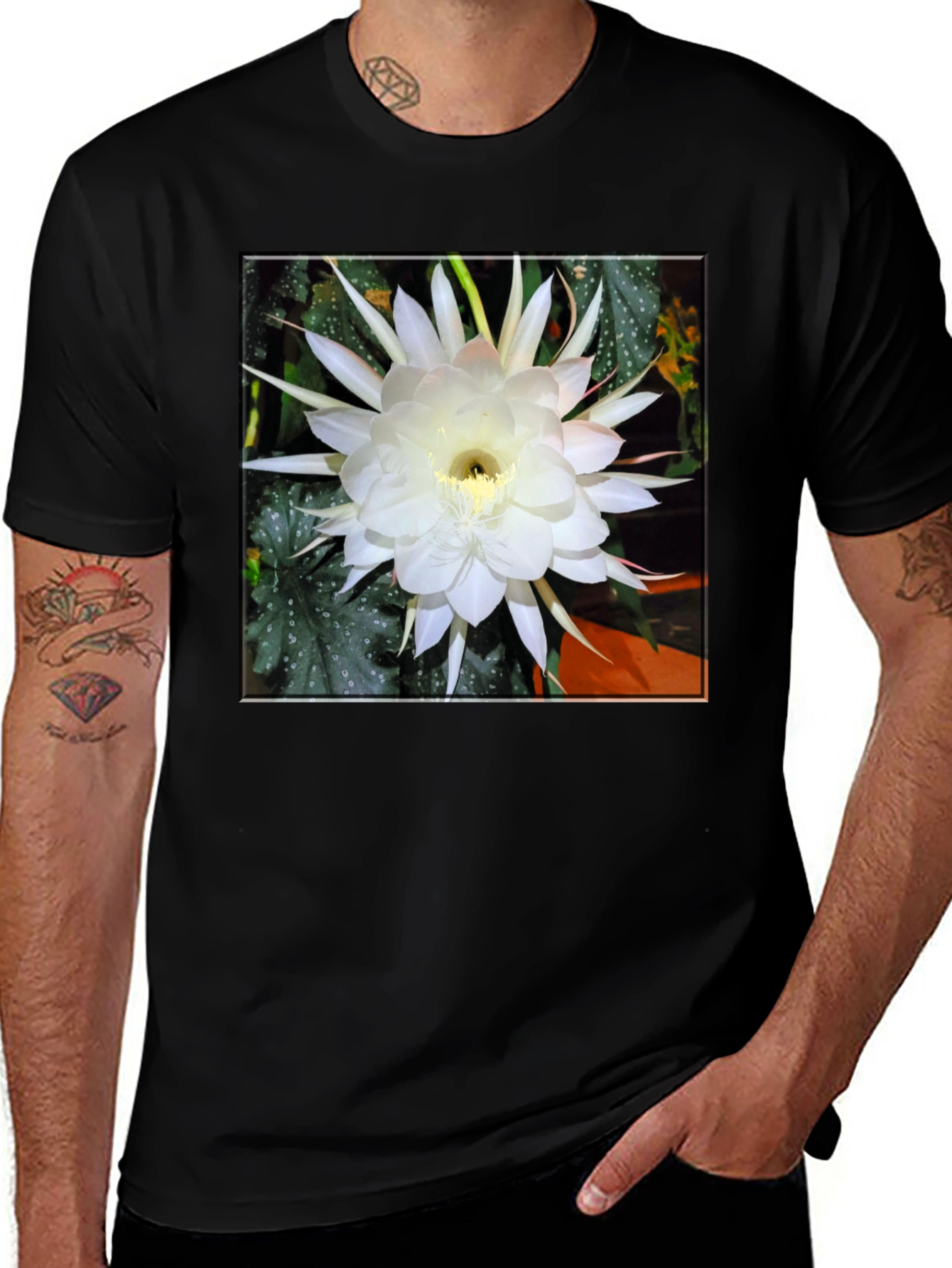 Night Blooming Cereus Flower Graphic T-Shirt