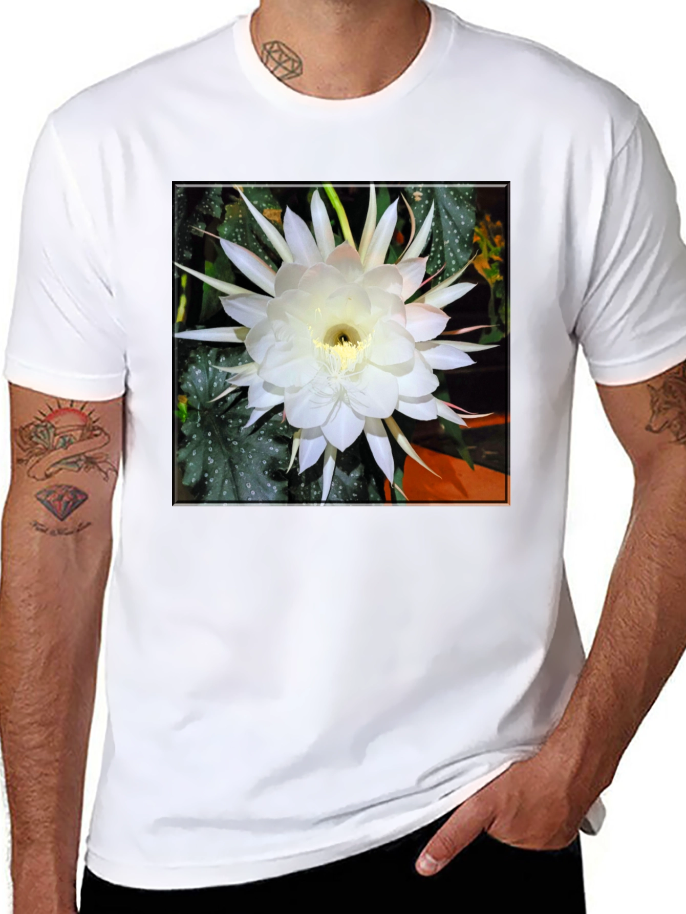 Night Blooming Cereus Flower Graphic T-Shirt