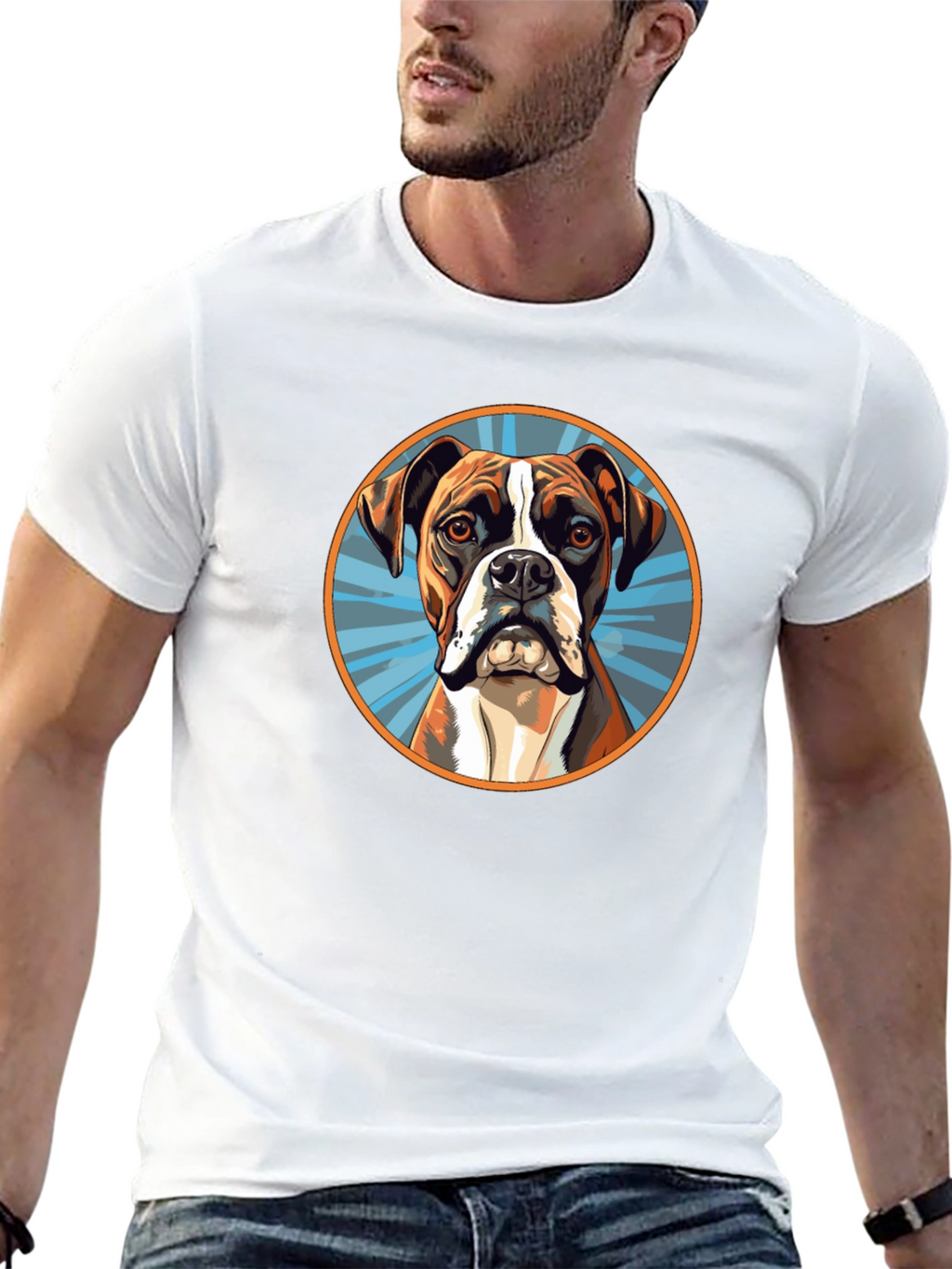 Boxer Dog Graphic Tee - Black Cotton Blend