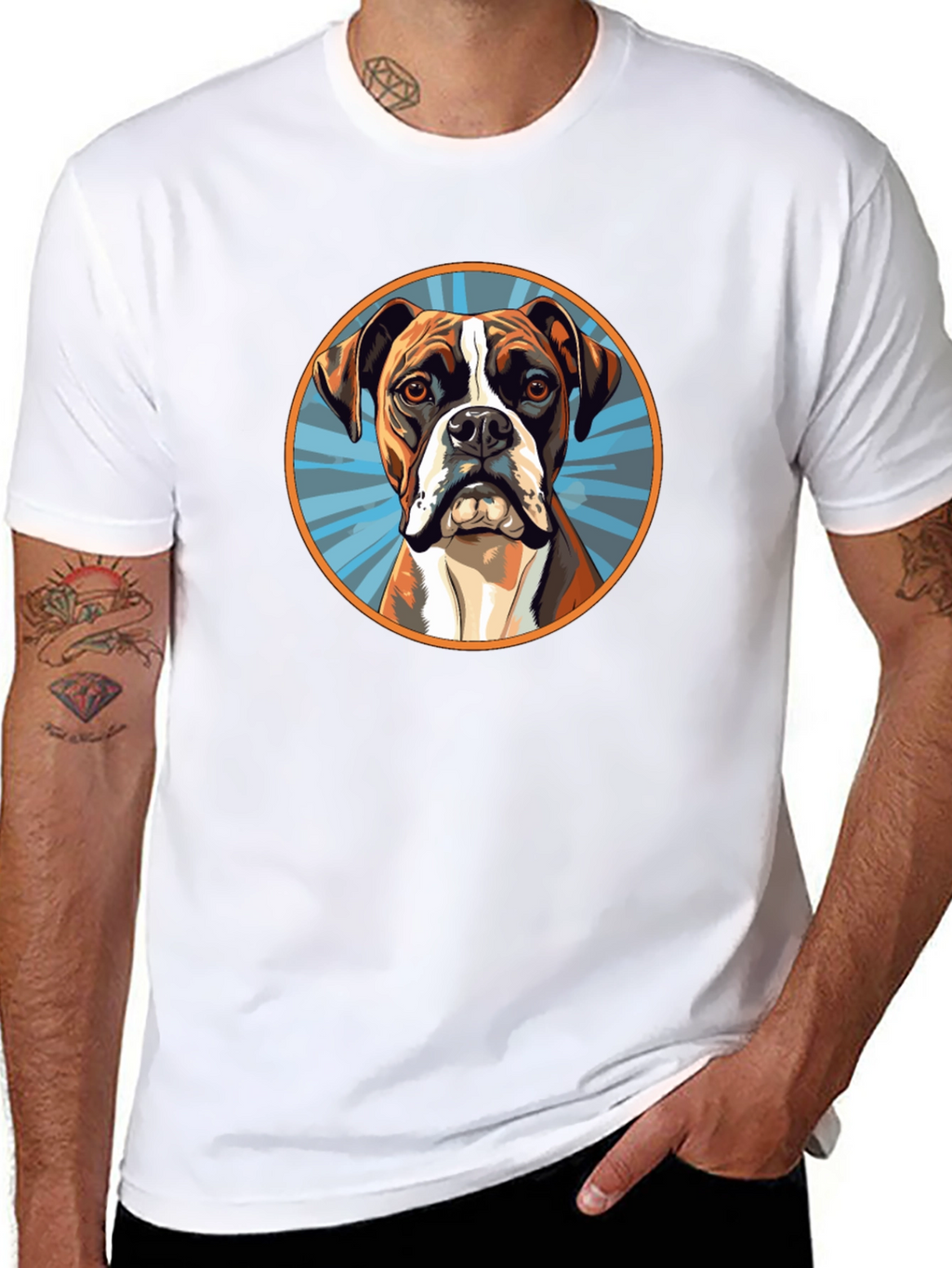 Boxer Dog Graphic Tee - Black Cotton Blend