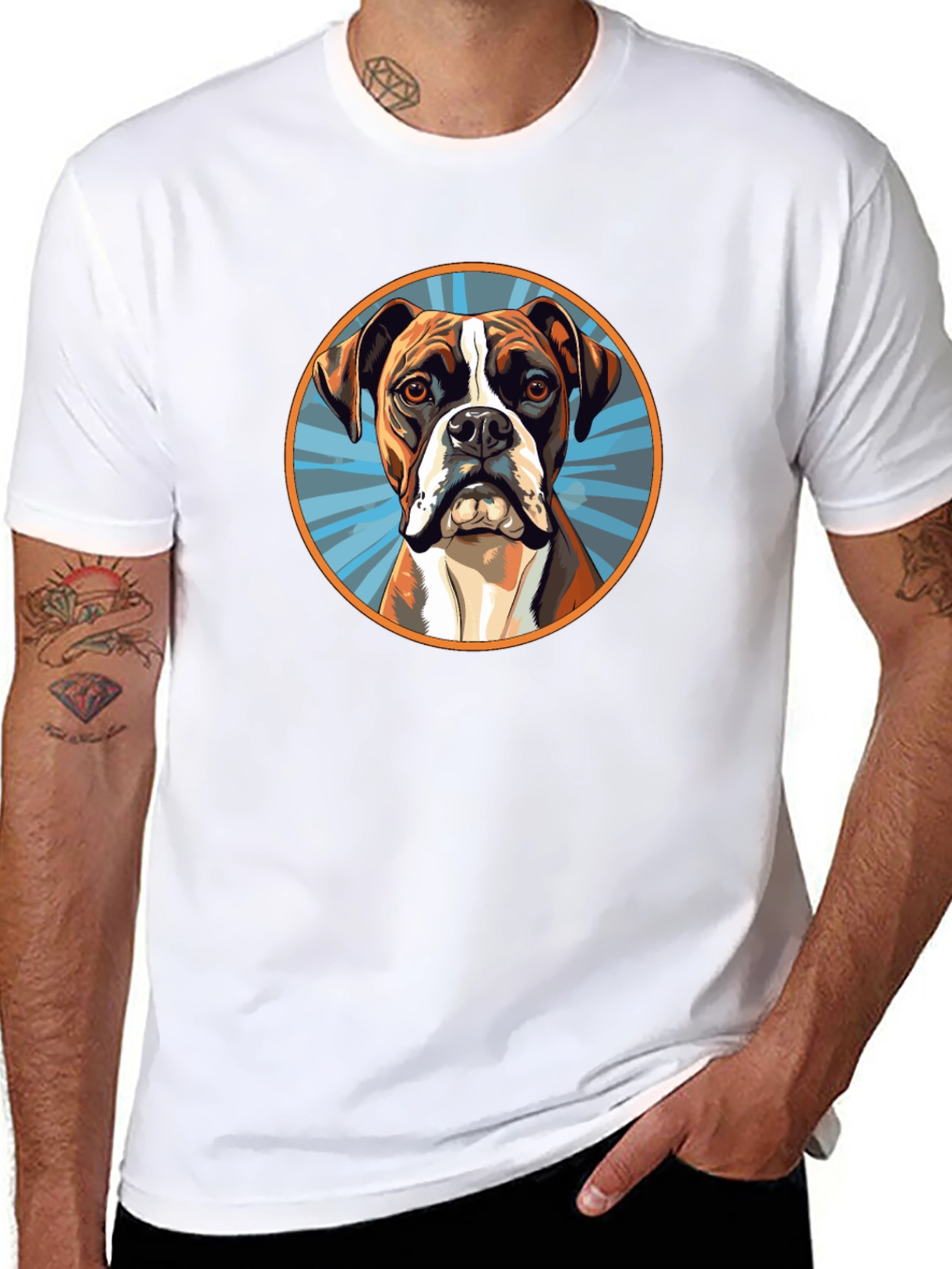 Boxer Dog Graphic Tee - Black Cotton Blend
