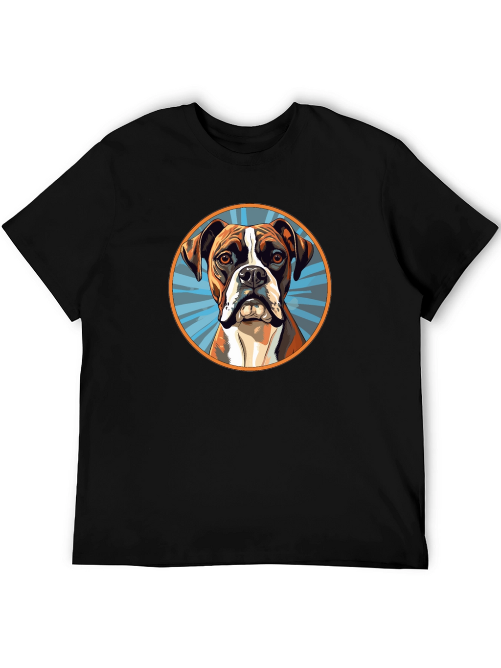 Boxer Dog Graphic Tee - Black Cotton Blend