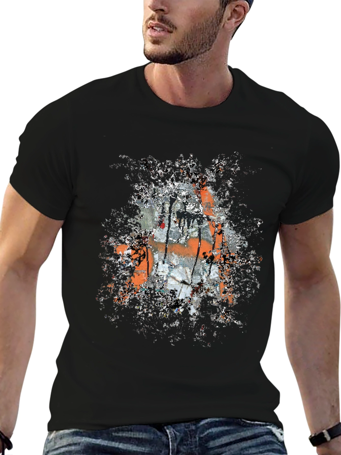 Abstract Graphic Print Black T-Shirt for Men