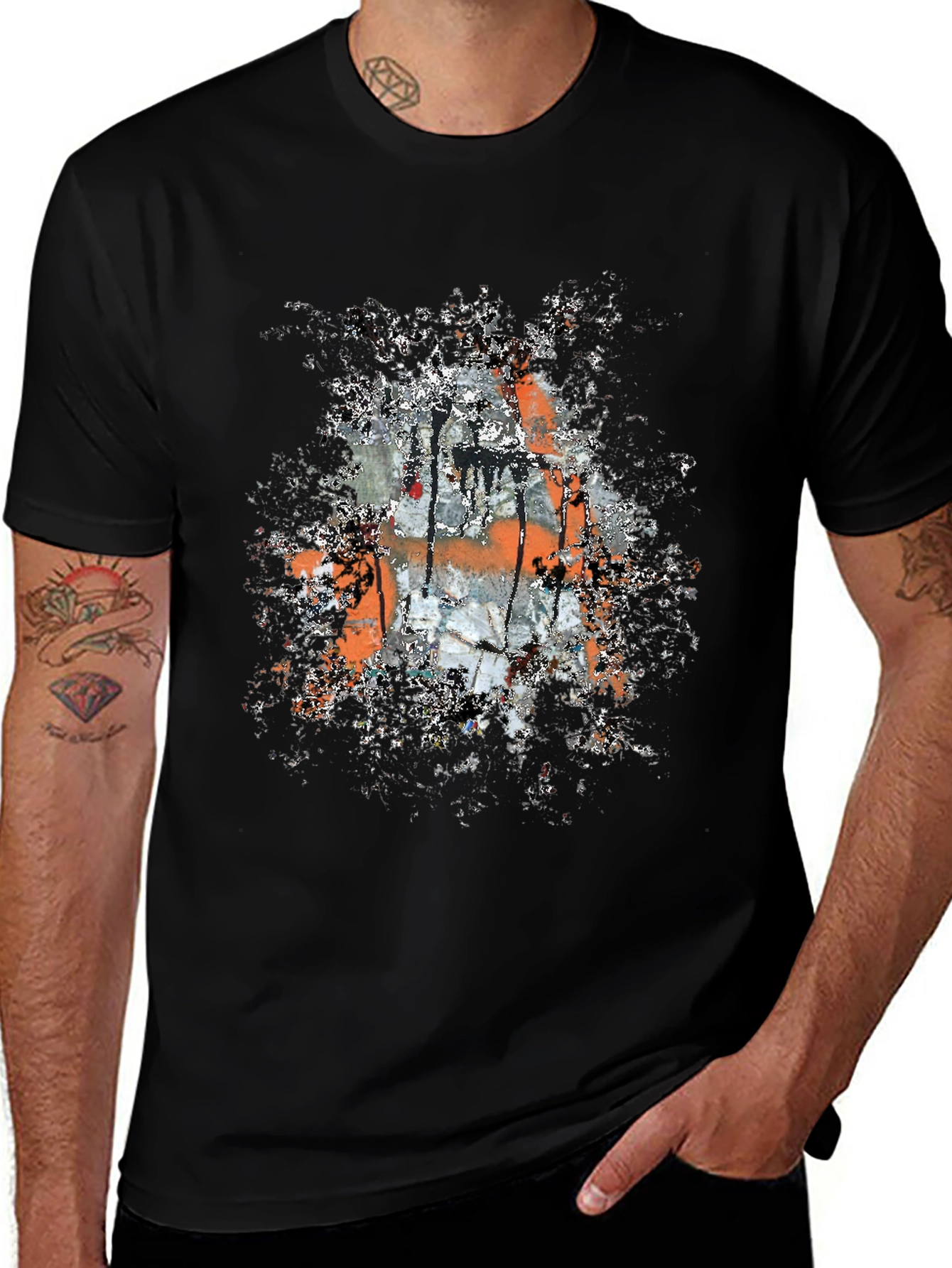 Abstract Graphic Print Black T-Shirt for Men