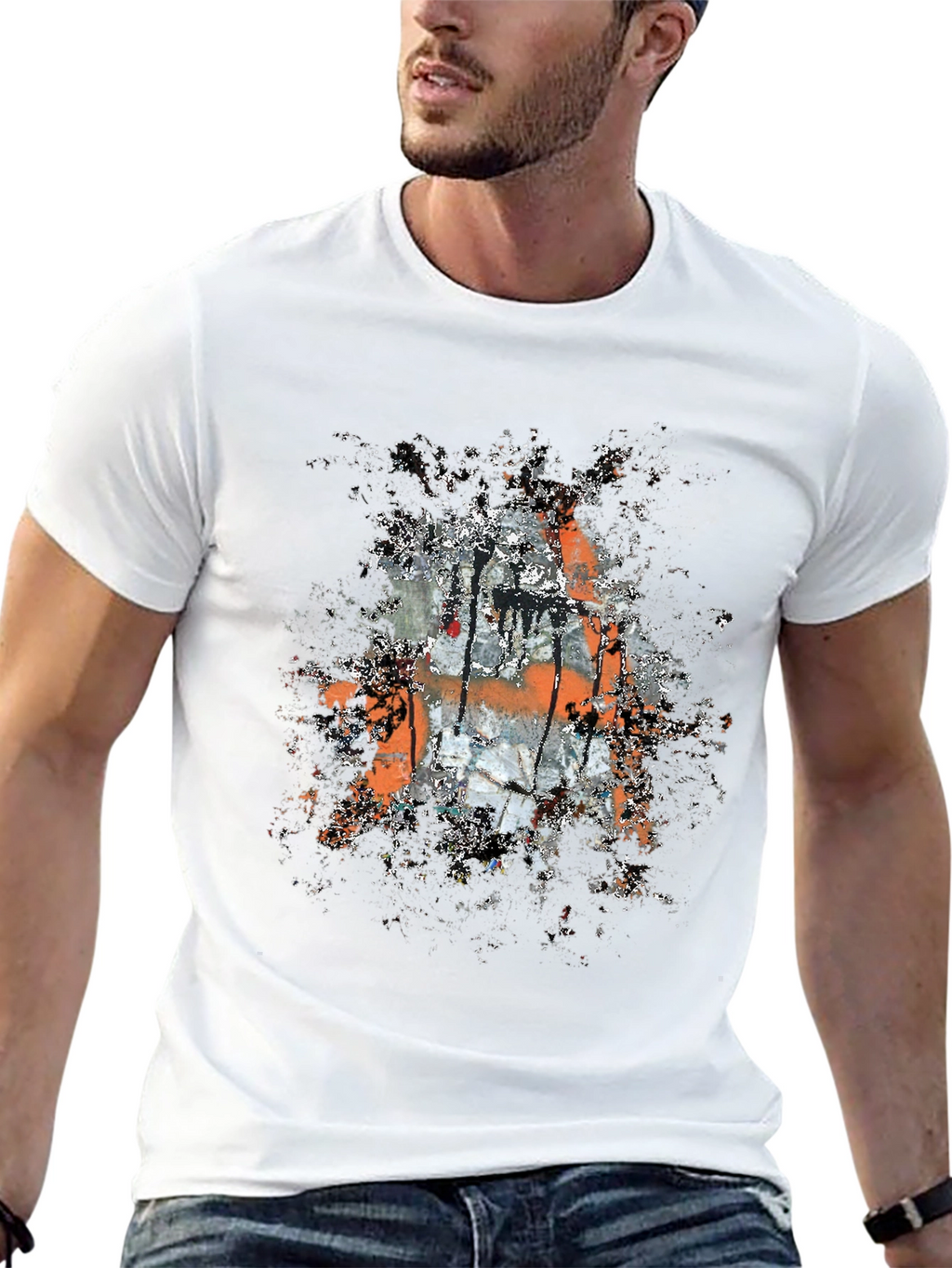 Abstract Graphic Print Black T-Shirt for Men