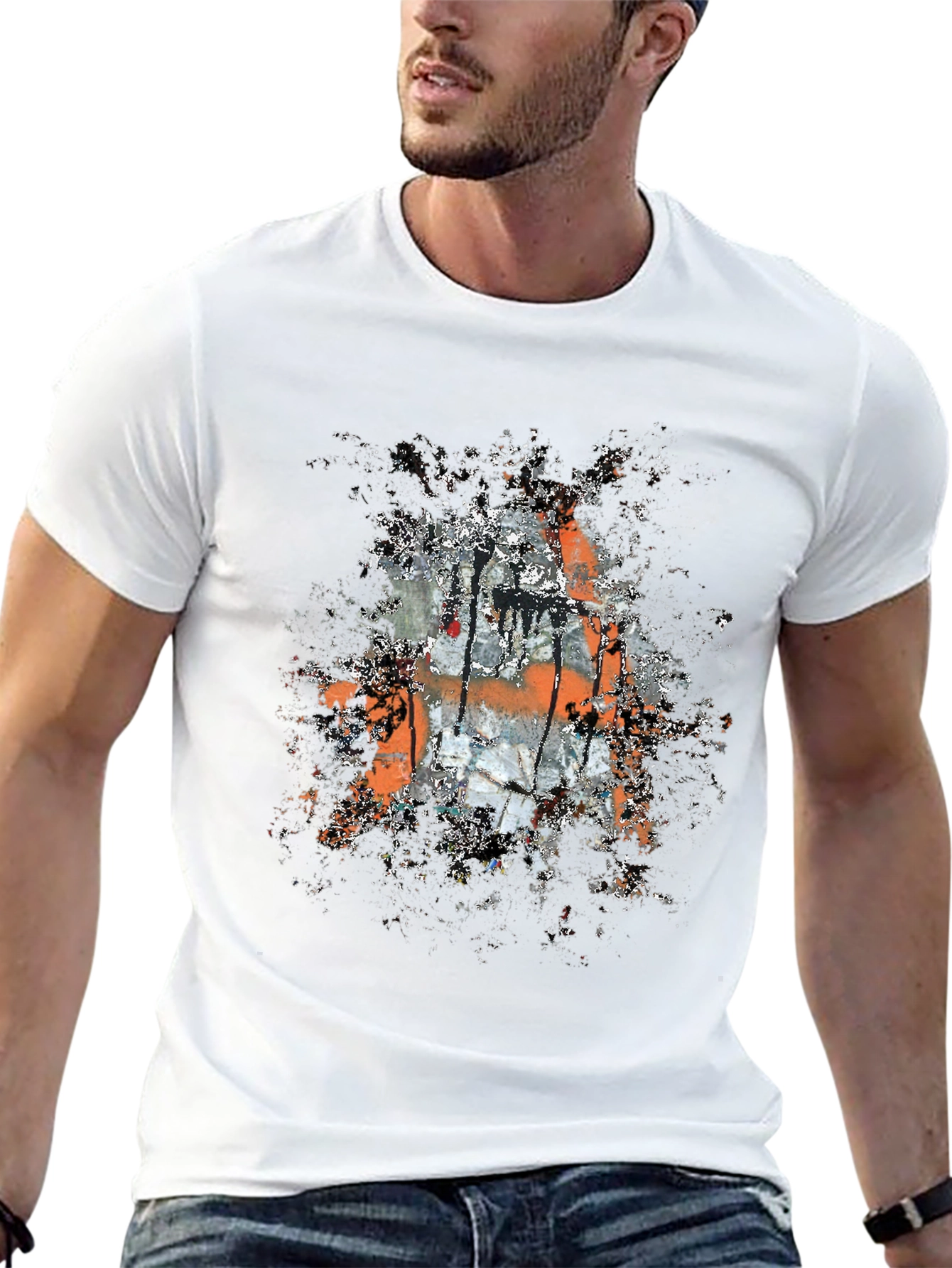 Abstract Graphic Print Black T-Shirt for Men