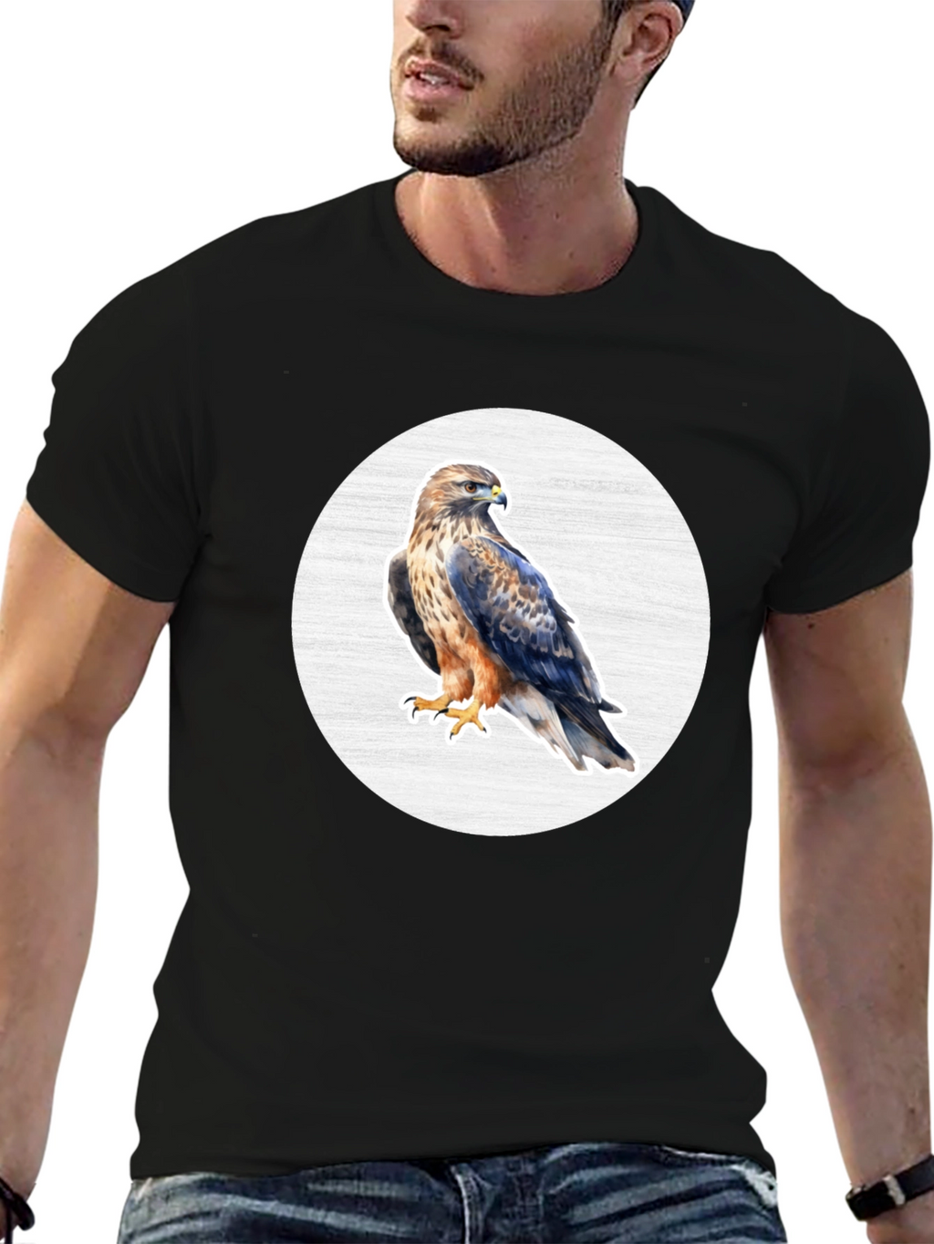 Cool Hawk Graphic Black T-Shirt
