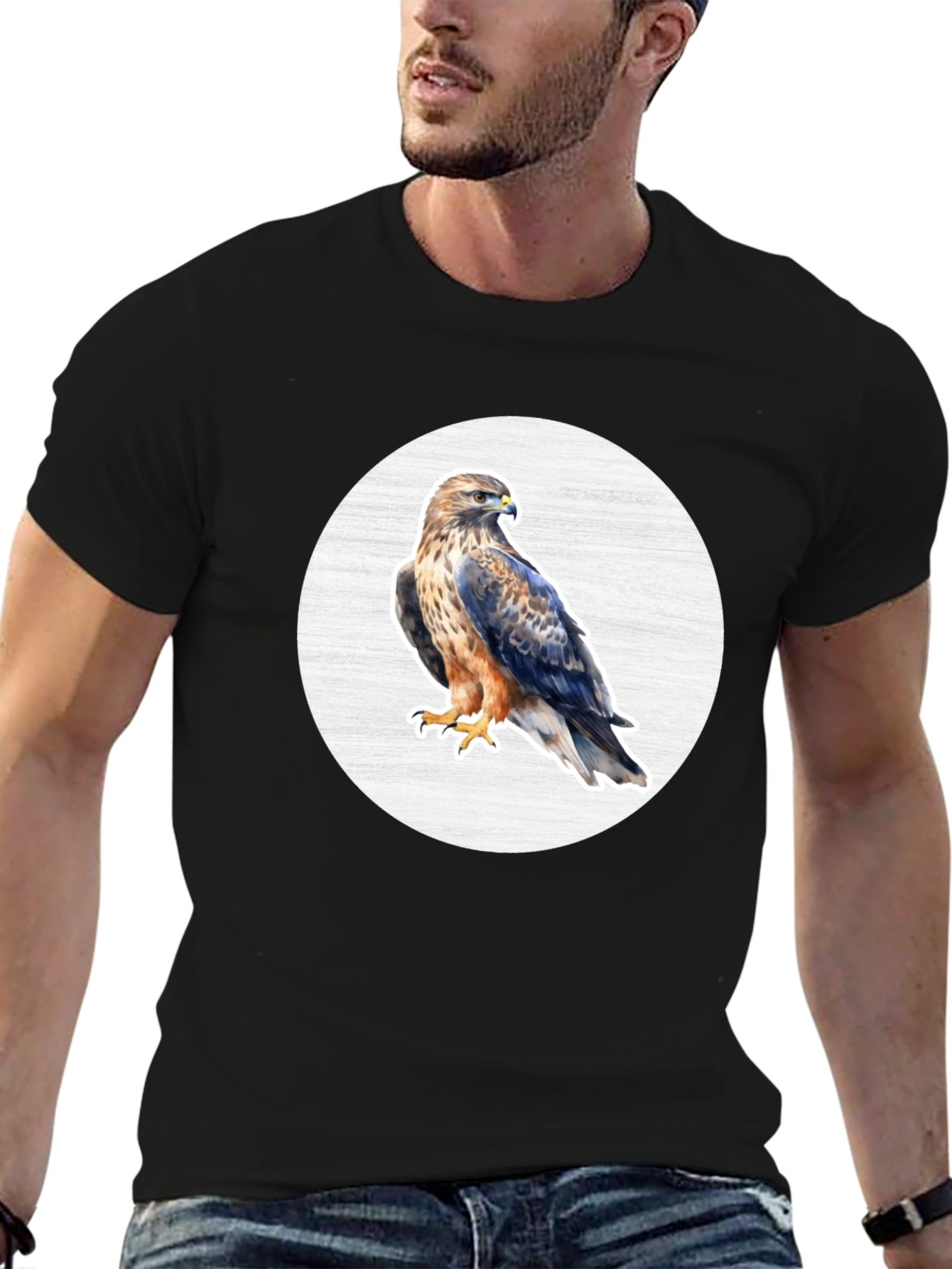 Cool Hawk Graphic Black T-Shirt