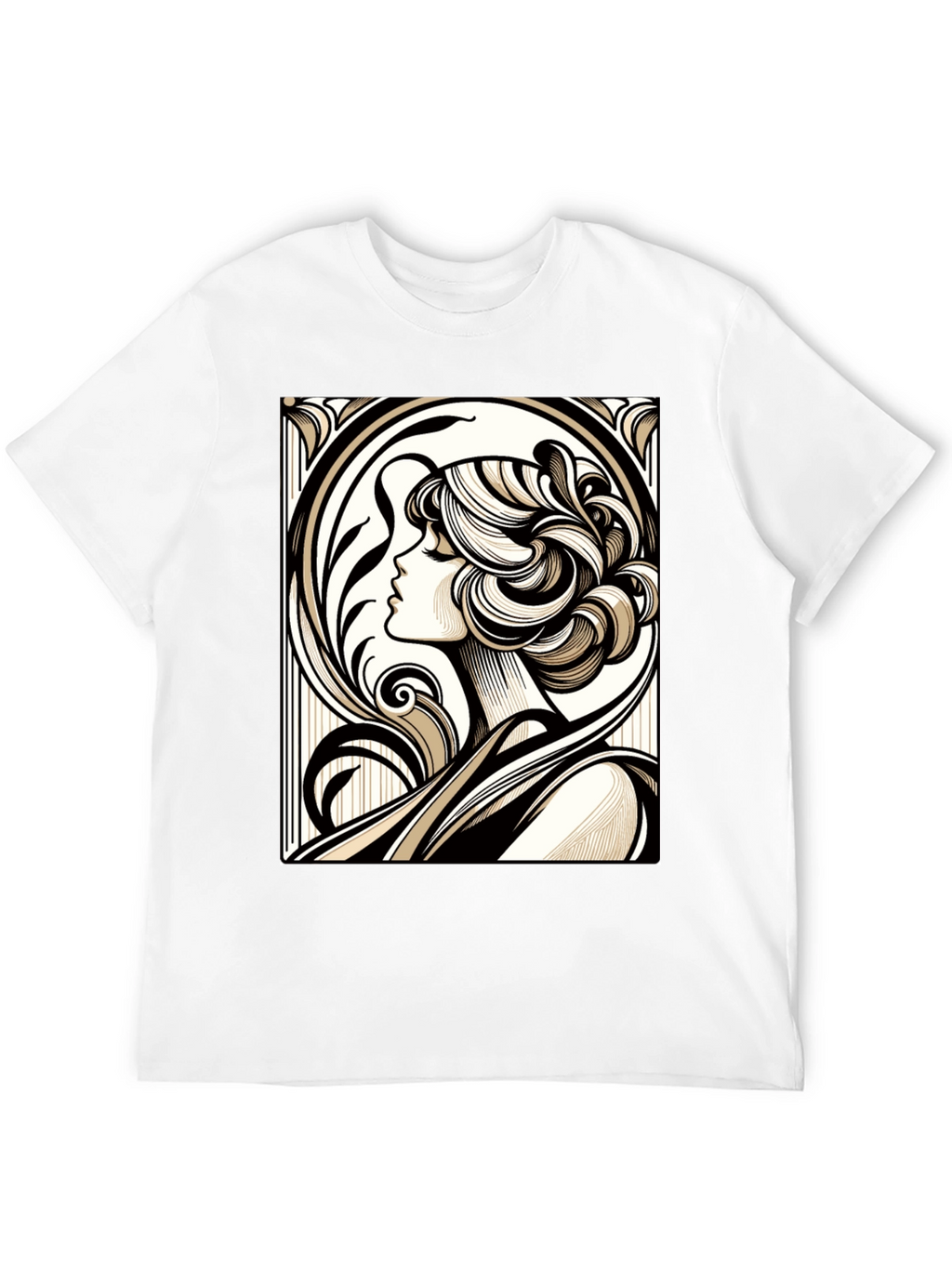 Art Nouveau Woman Graphic Black T-Shirt