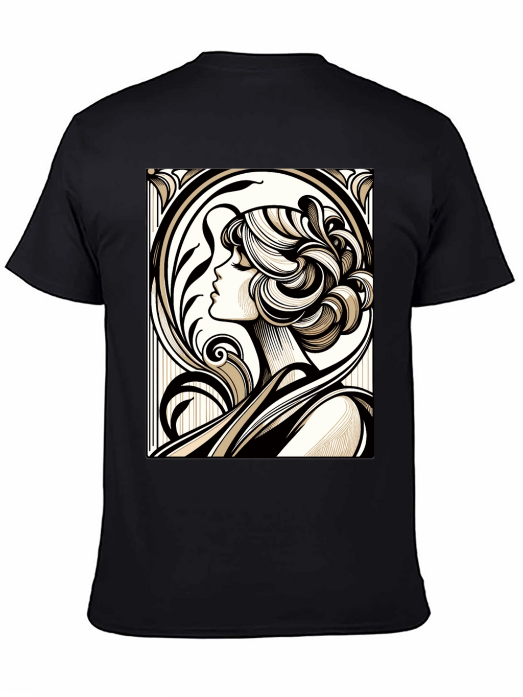 Art Nouveau Woman Graphic Black T-Shirt