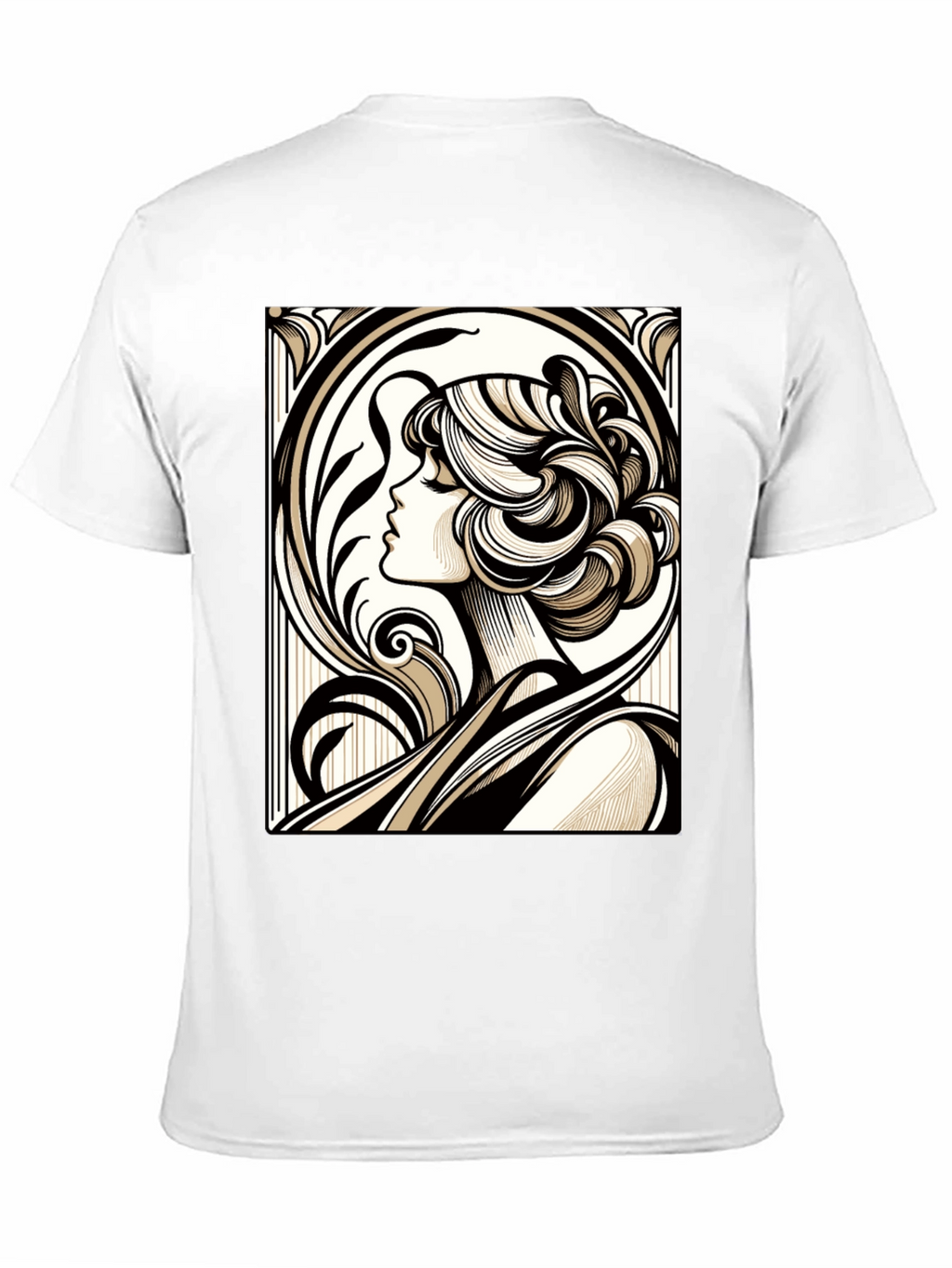 Art Nouveau Woman Graphic Black T-Shirt