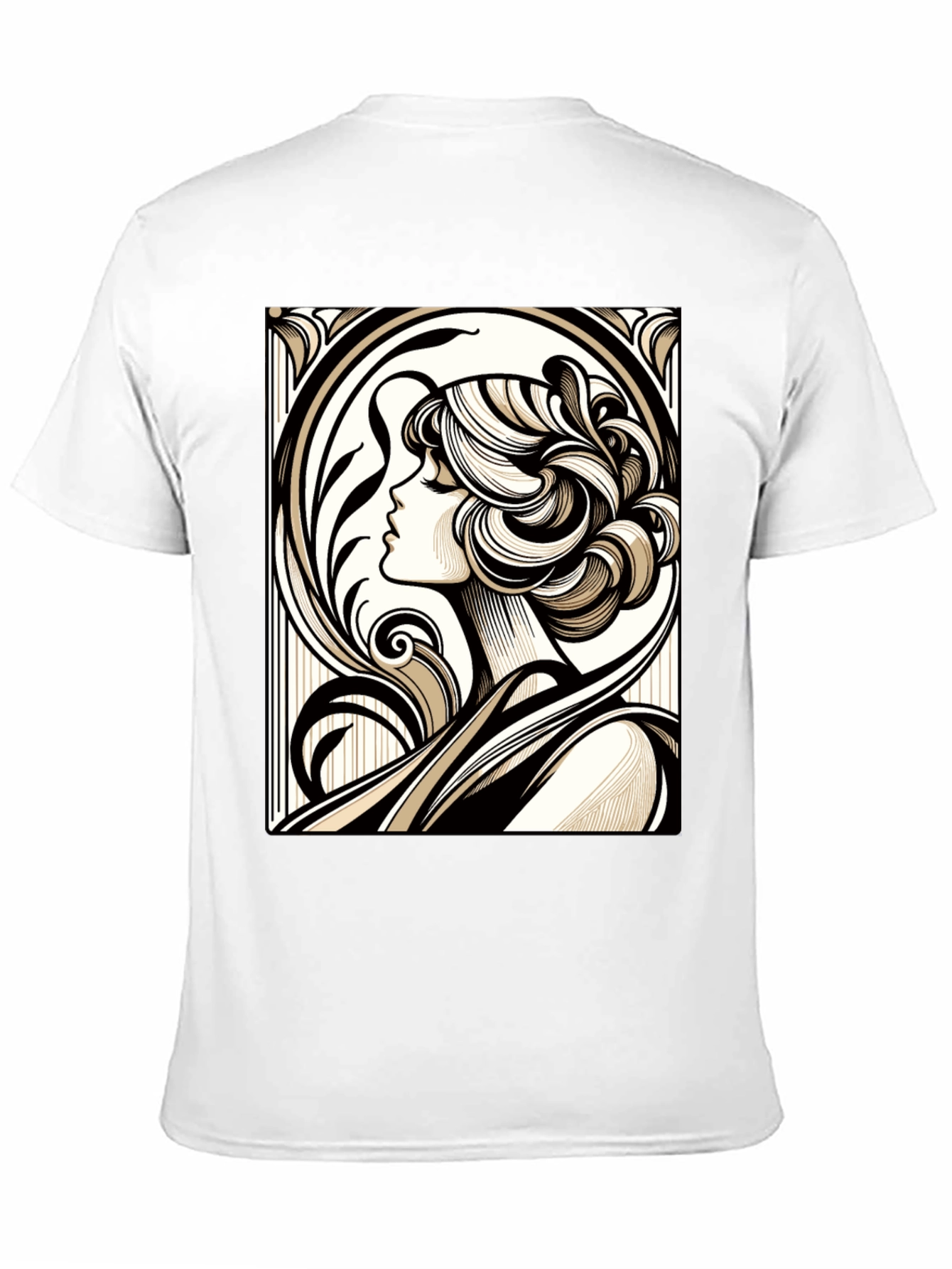 Art Nouveau Woman Graphic Black T-Shirt