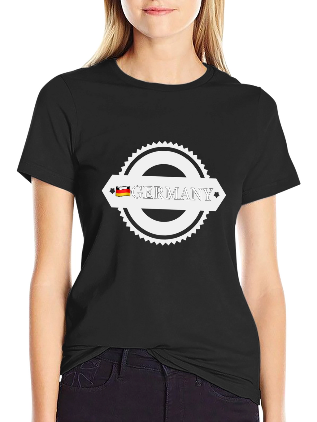 Germany T-Shirt Black Cotton German Flag Graphic Tee