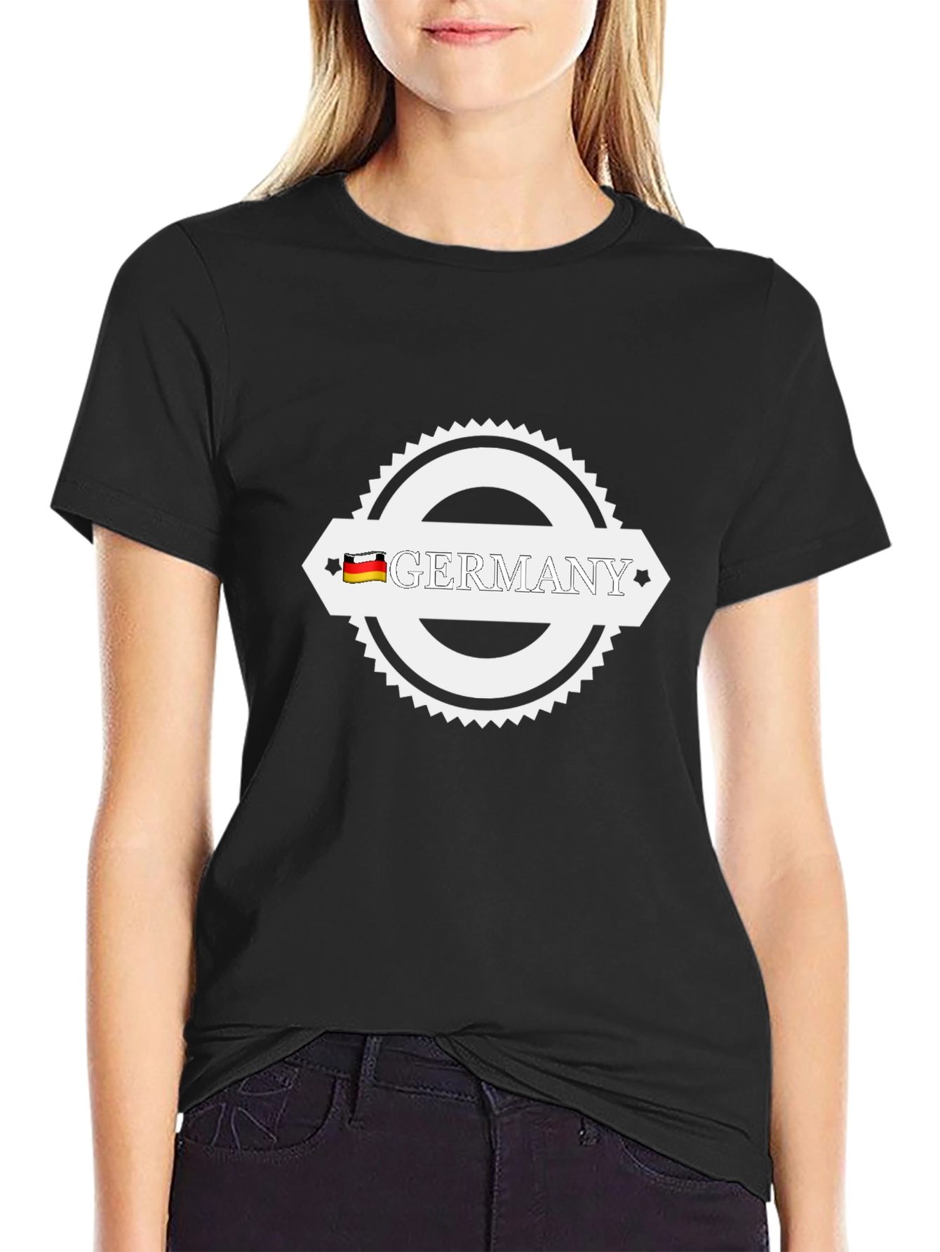 Germany T-Shirt Black Cotton German Flag Graphic Tee