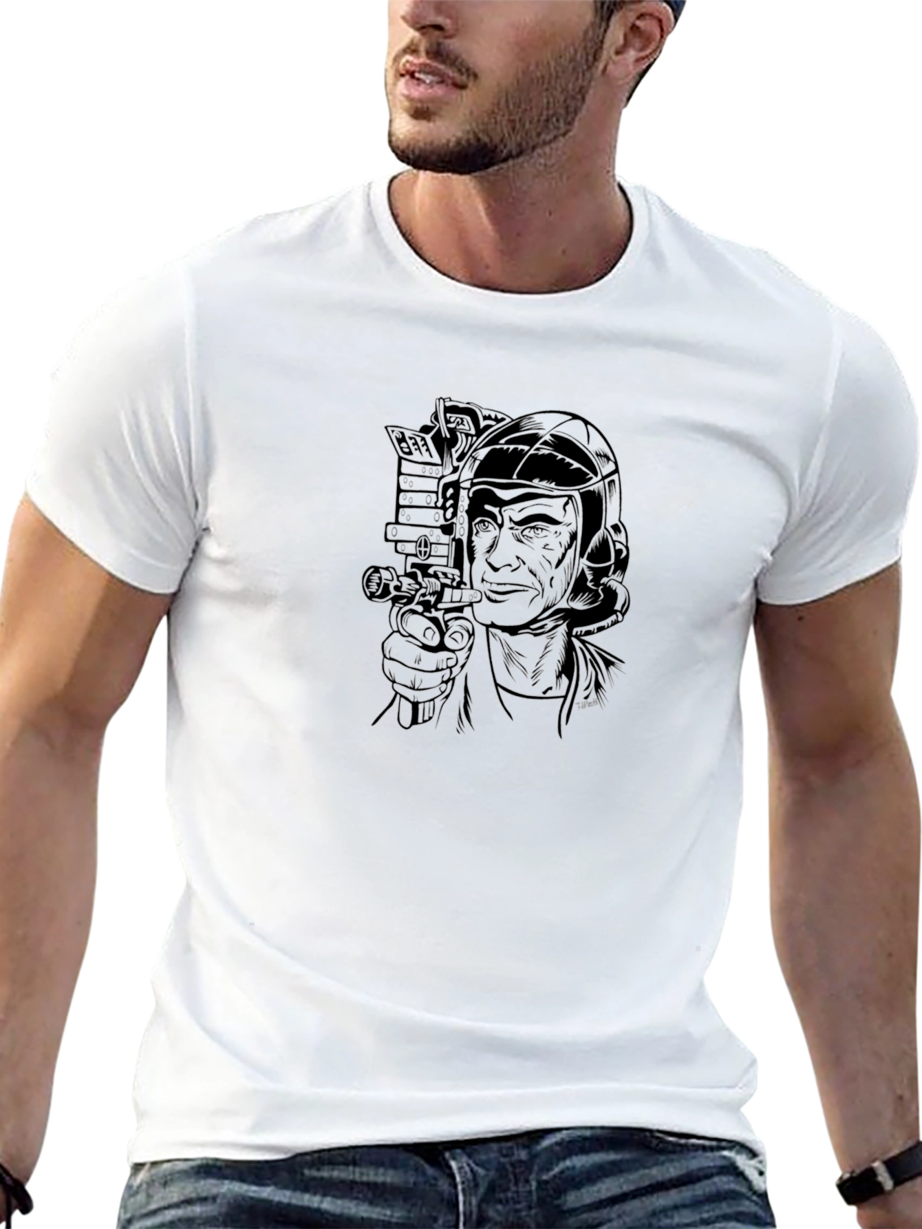 Vintage Black Graphic Tee - Action Movie Fan