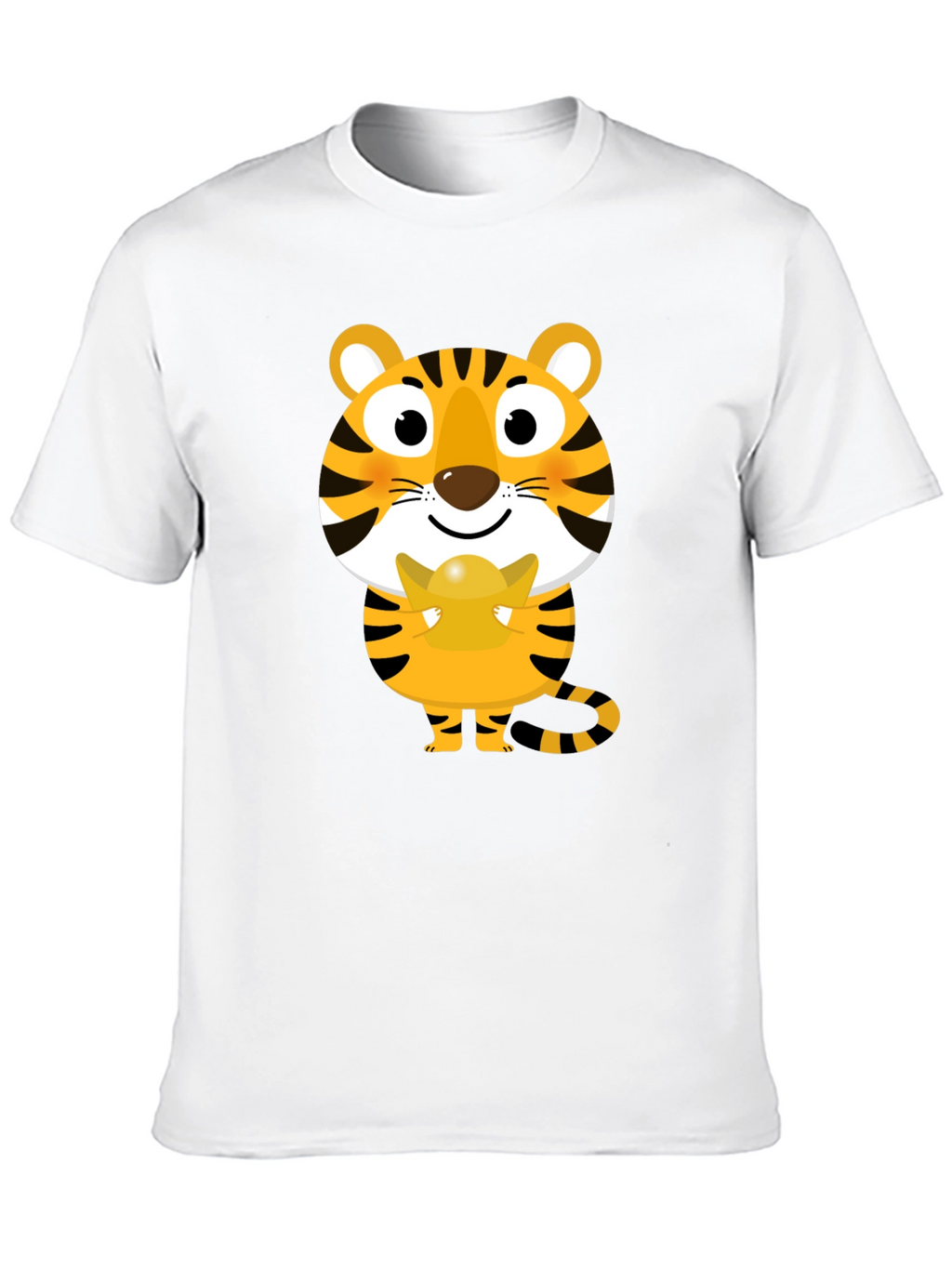 Cute Tiger Holding Gold Ingot Graphic Tee